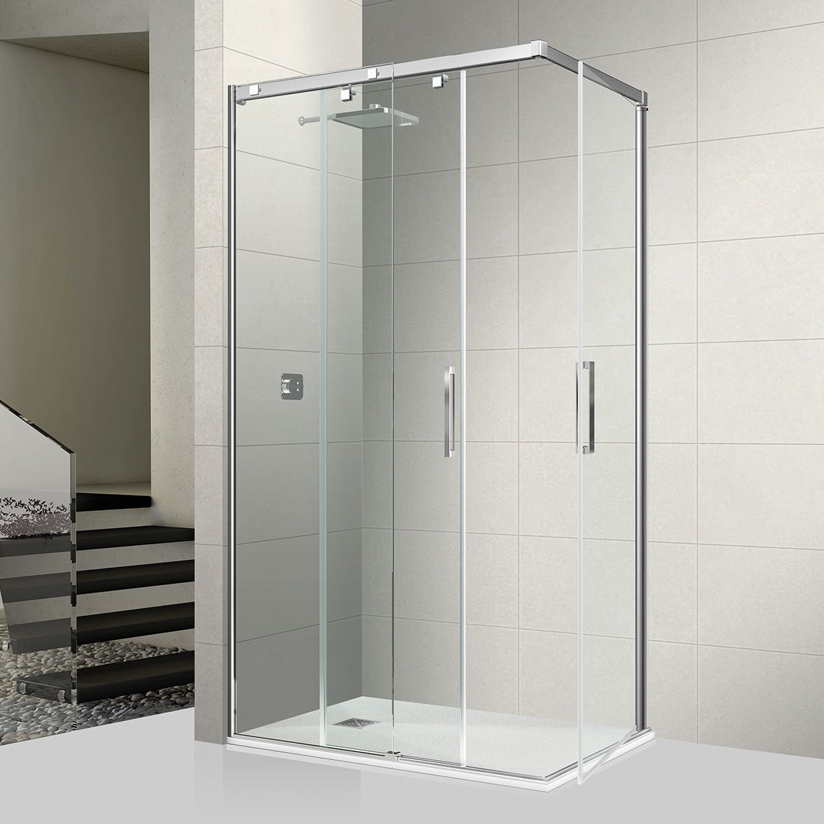 Imagen de Ibermampara Praga Mixta Mampara ducha 195 cm, 6/8 mm en OfertitasTOP