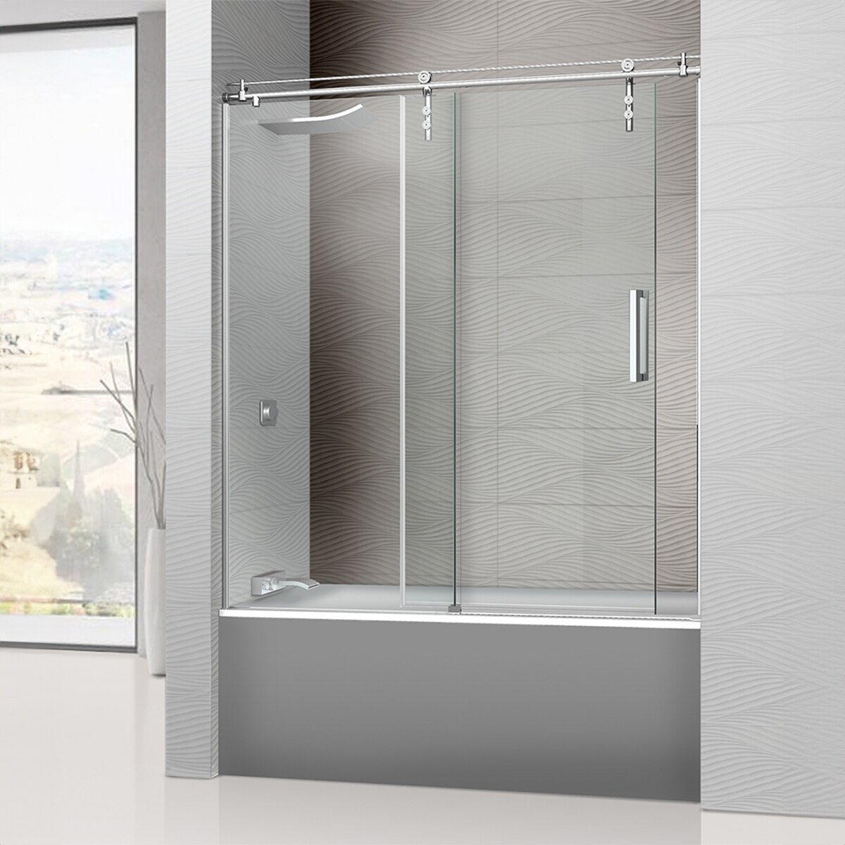 Mampara de bañera frontal Rotterdam 2P Ibermampara - Acero De 160,1 a 180 cm Acero-1
