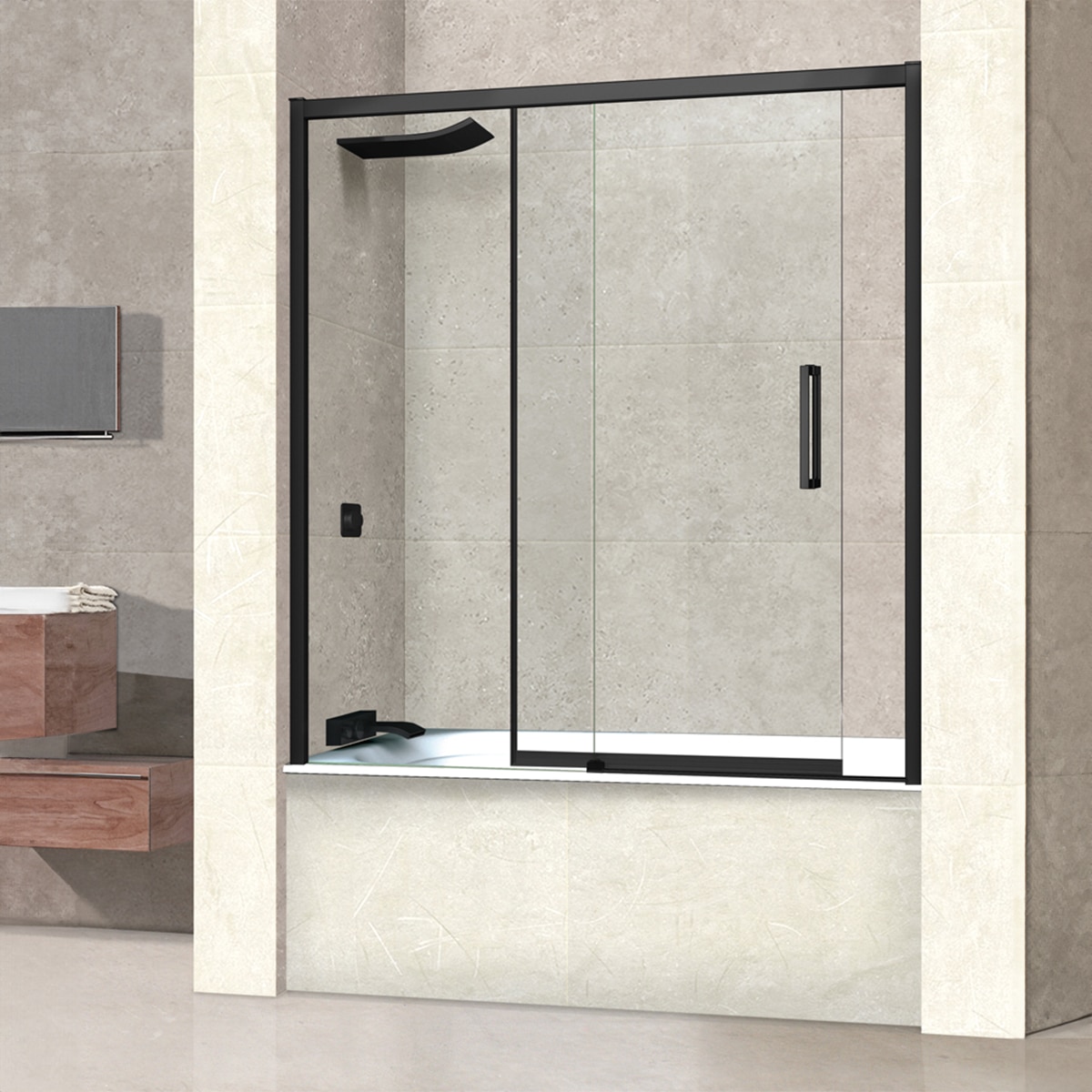 Mampara de bañera frontal Versalles 2P Ibermampara - Negro mate De 176,1 a 180 cm Negro mate-1