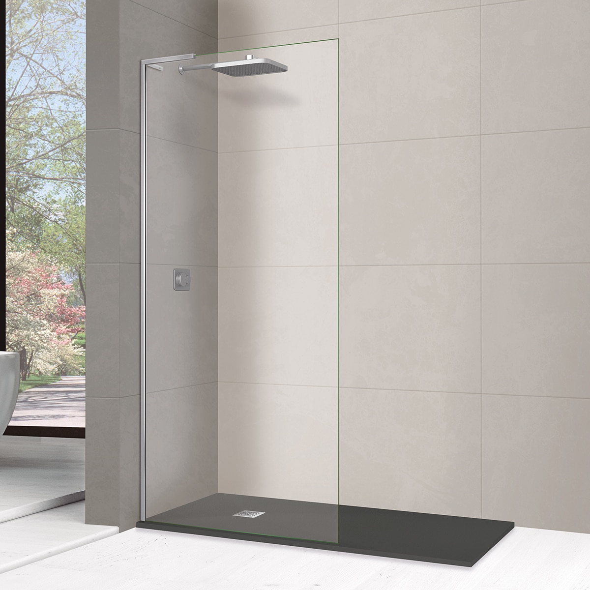 Ibermampara - Mampara de ducha con panel fijo Módena-8 E Ibermampara.
