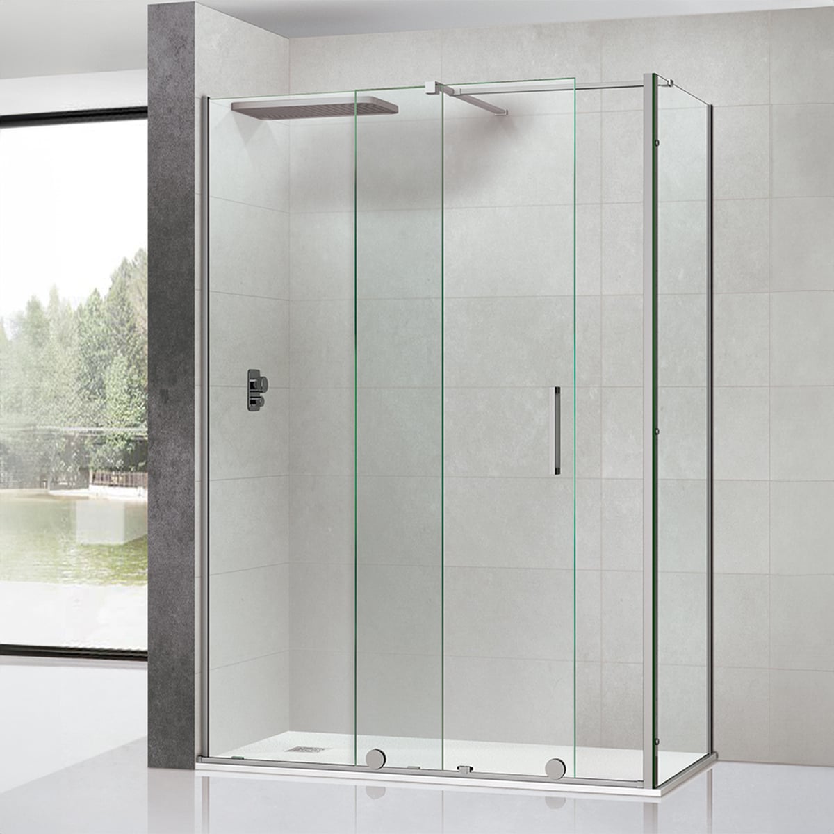 Mampara de ducha angular 2PL Bristol Ibermampara Cromo-1