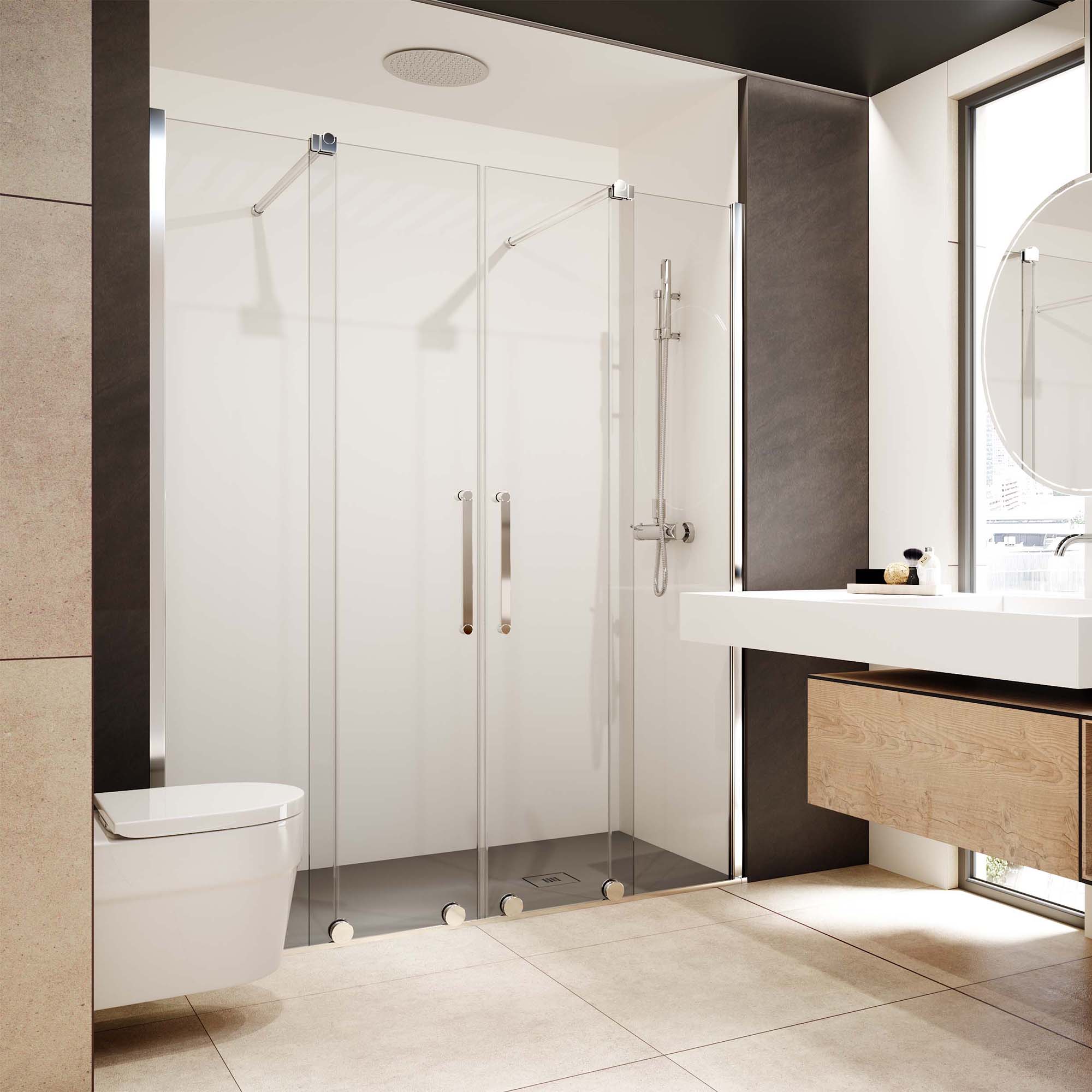 Imagen 1 de Mampara de ducha frontal Vanity VY-225 Profiltek - Cromo De 141 a 170 cm Cromo
