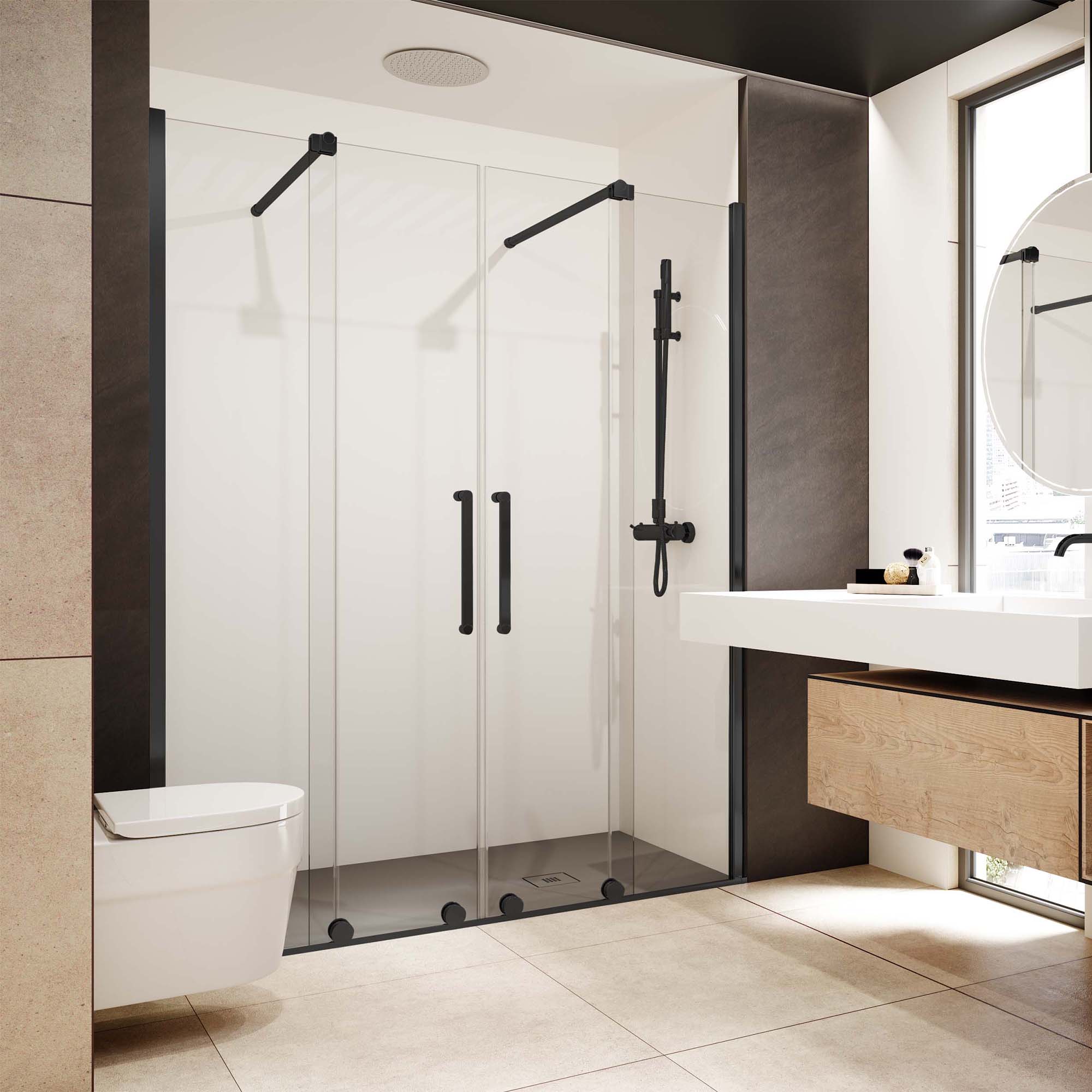 Imagen 1 de Mampara de ducha frontal Vanity VY-225 Profiltek - Negro mate De 135 a 140 cm Negro mate