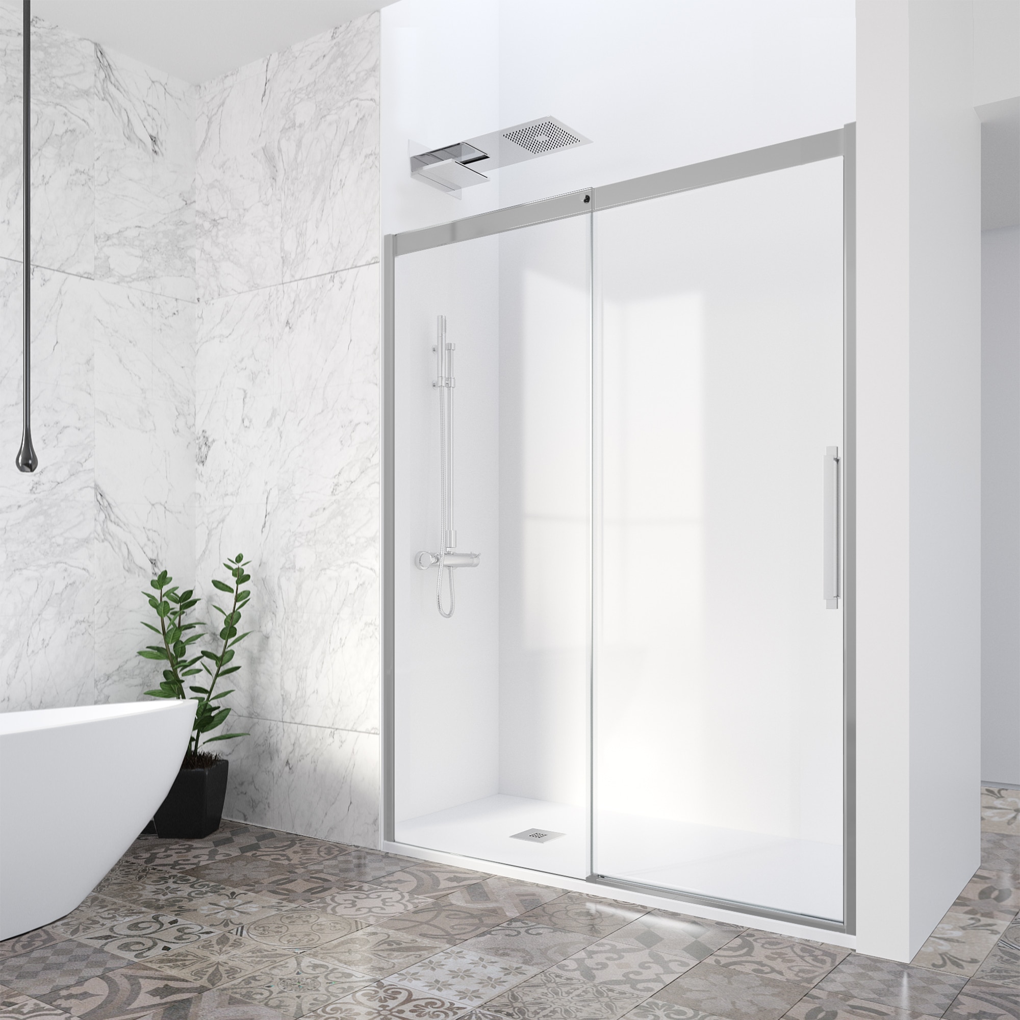 Mampara de ducha frontal Vita VA-210 Profiltek - Cromo De 90 a 110 cm Cromo-1