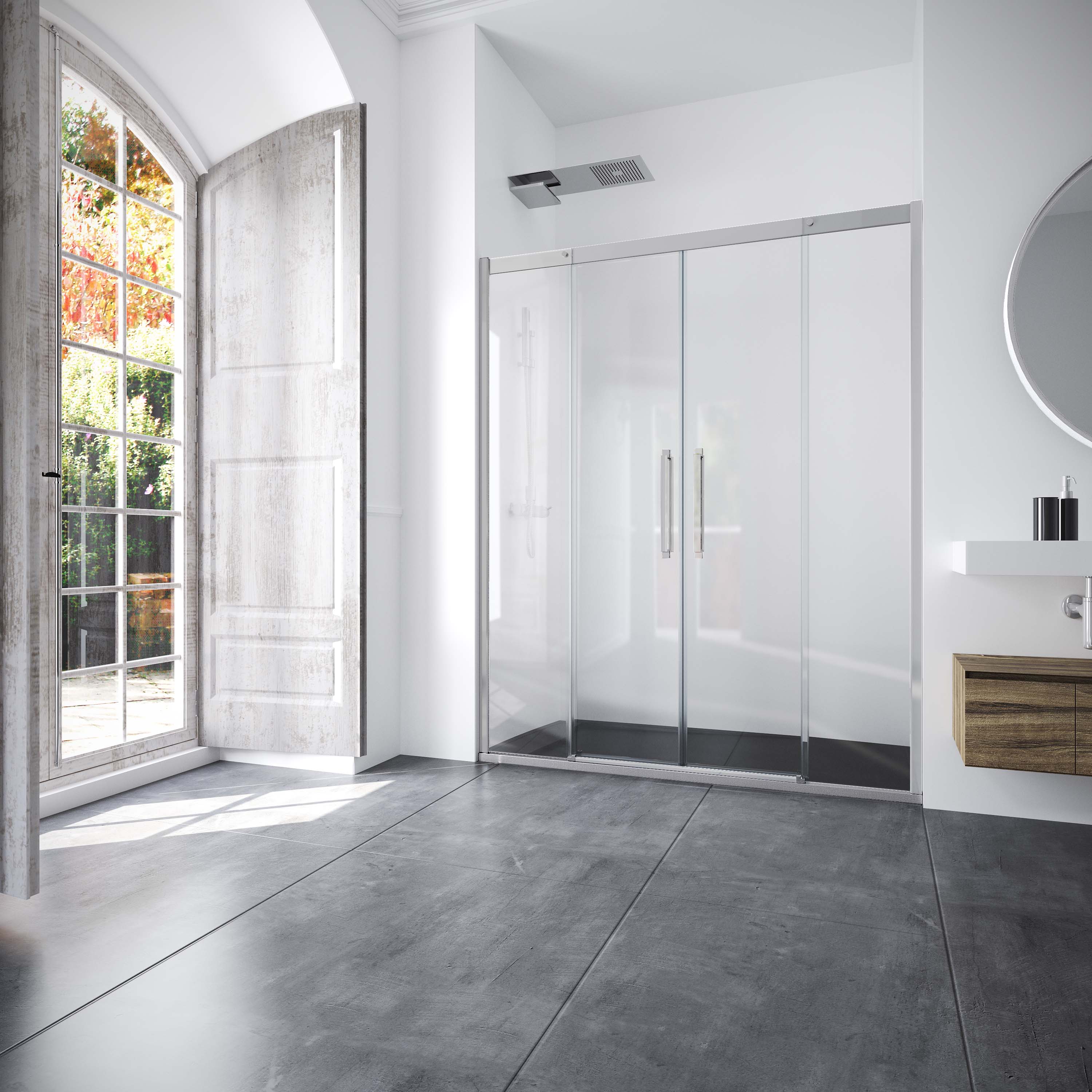 Mampara de ducha frontal Vita VA-225 Profiltek - Cromo De 110 a 140 cm Cromo-1