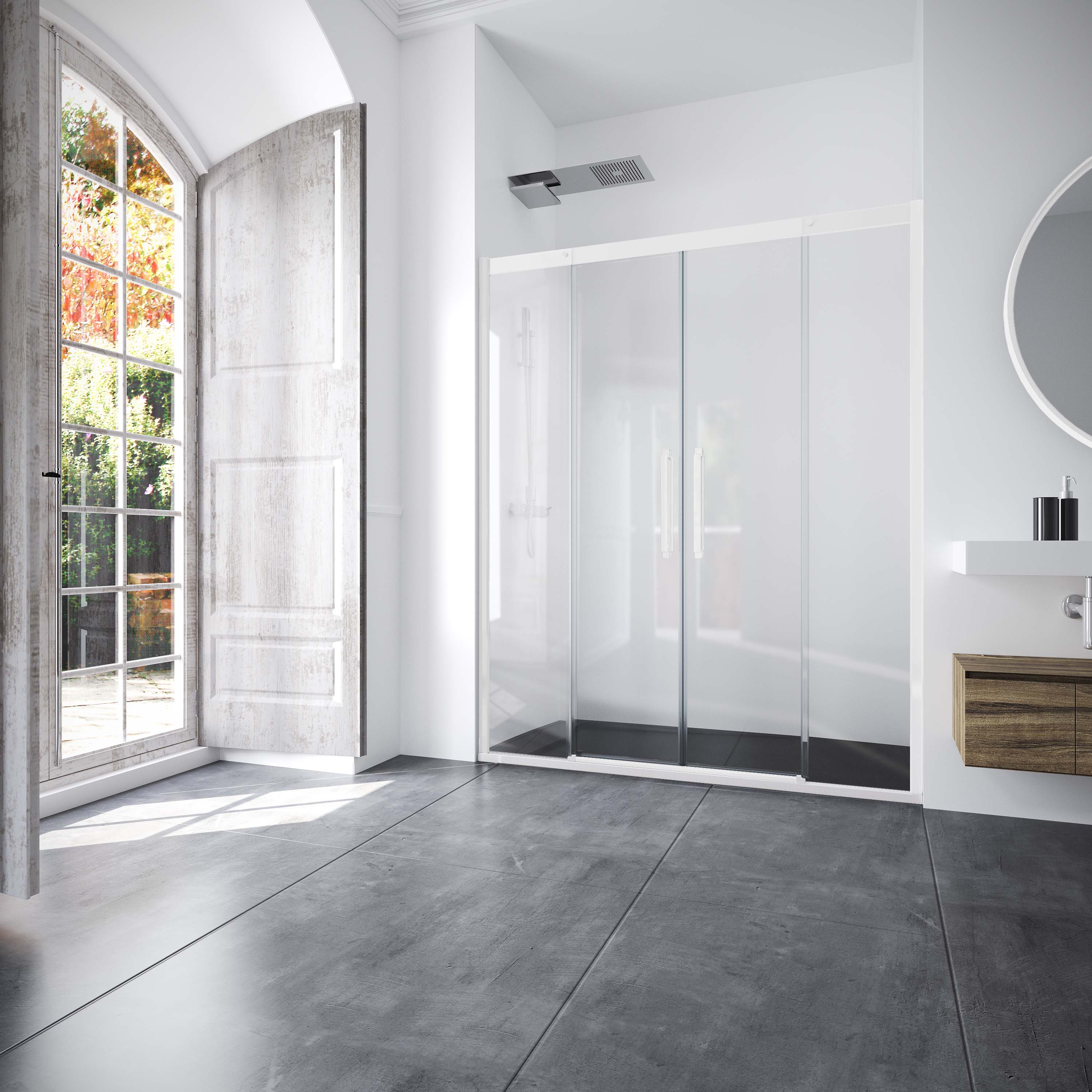 Mampara de ducha frontal Vita VA-225 Profiltek - Blanco mate De 110 a 140 cm Blanco mate-1