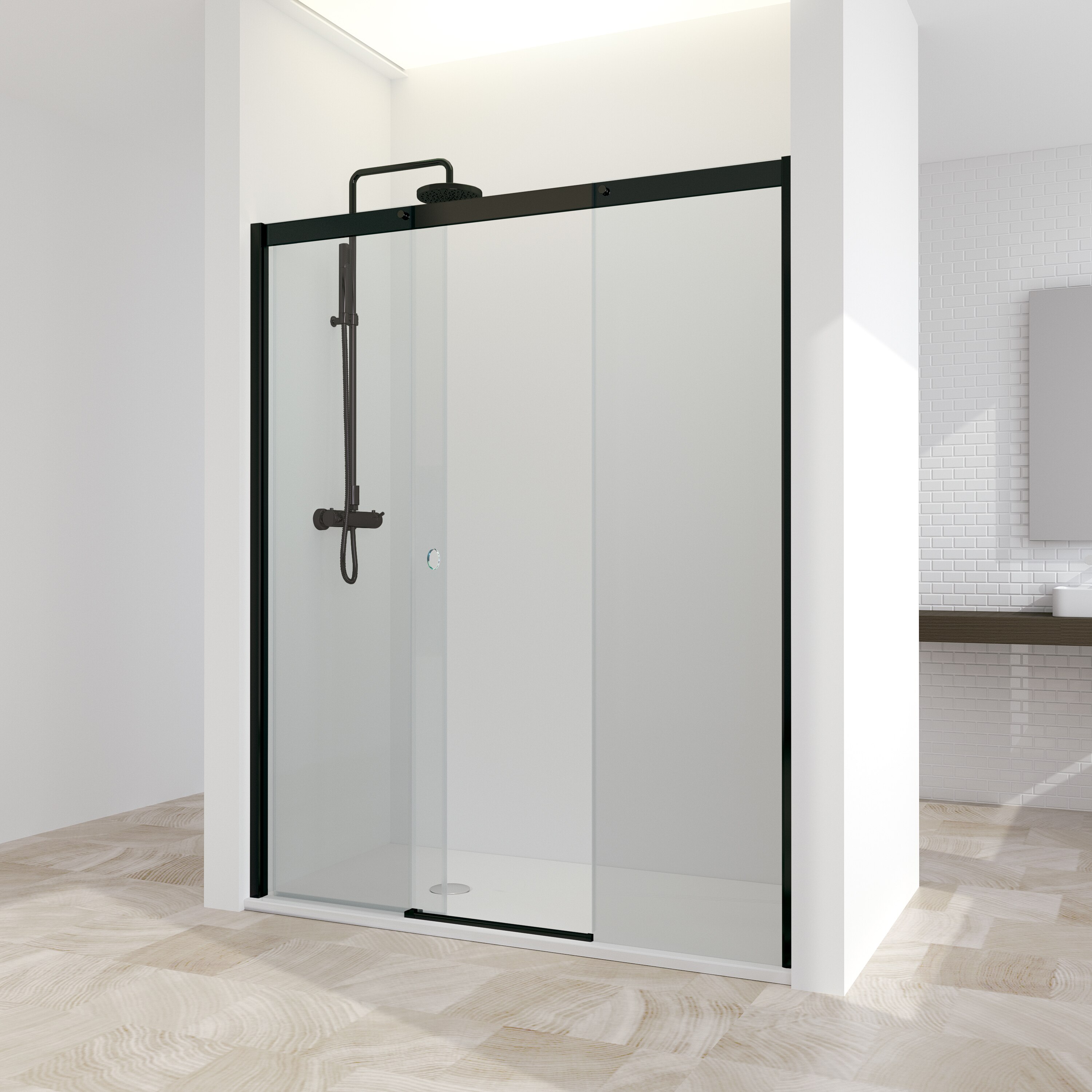 Mampara de ducha frontal Vita VA-230 Profiltek - Negro mate De 115 a 140 cm Negro mate-1