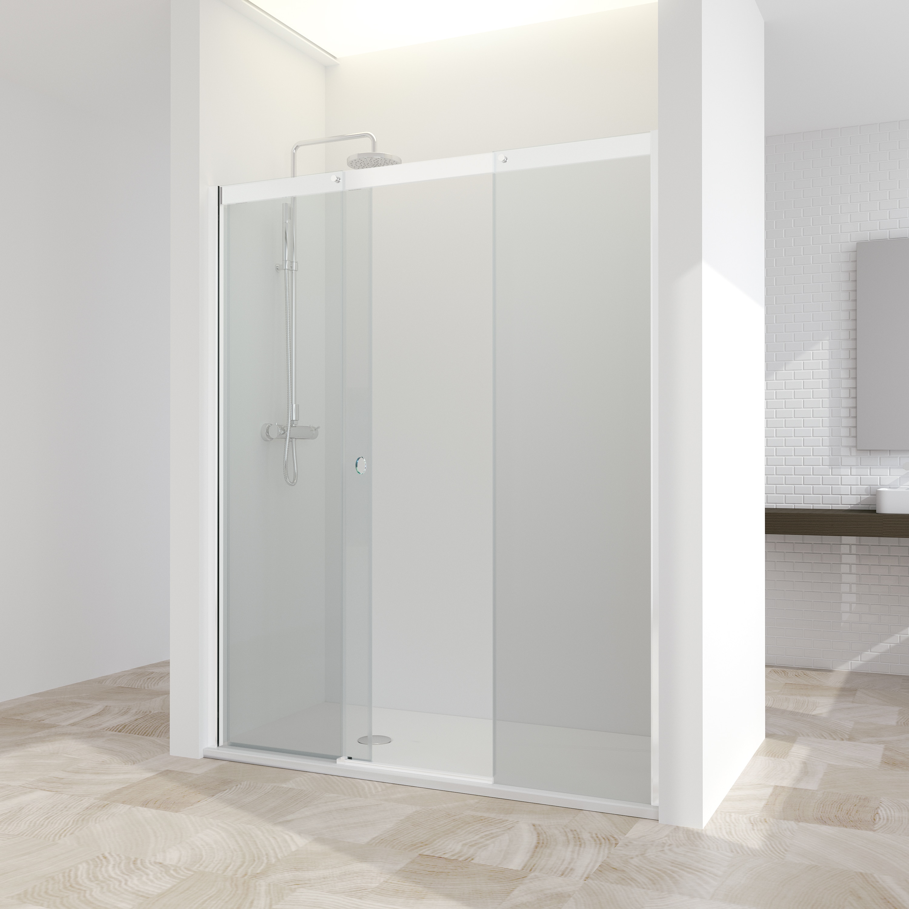 Mampara de ducha frontal Vita VA-230 Profiltek - Blanco mate De 115 a 140 cm Blanco mate-1