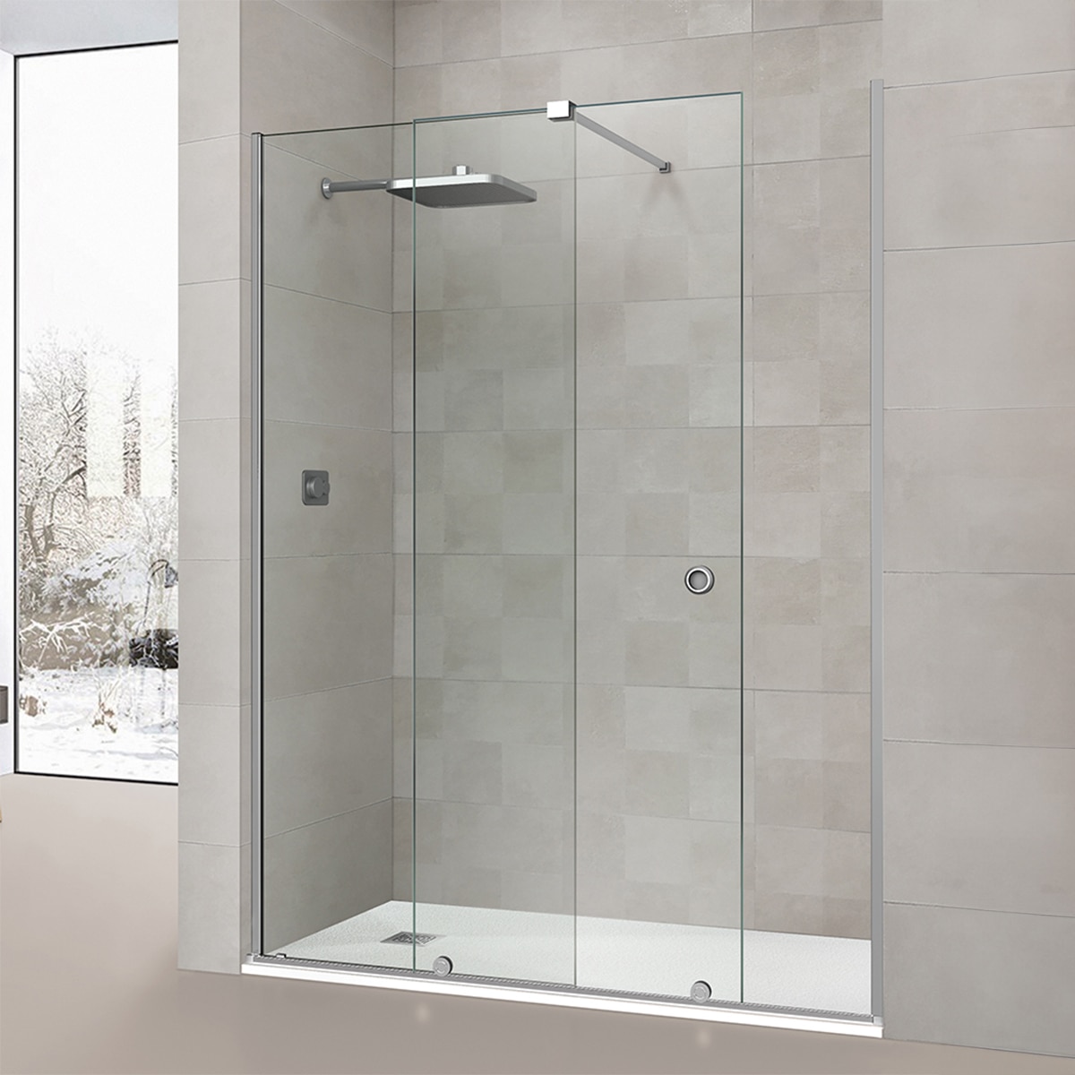 Imagen de Ibermampara Britania Mampara frontal 8 mm 195 cm vidrio transparente en OfertitasTOP