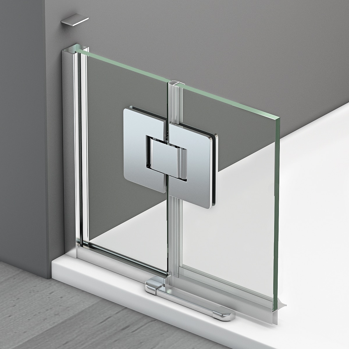 Mampara de ducha con panel fijo Orión Sport+F Ibermampara - Cromo De 115 cm (80+35) Cromo-3