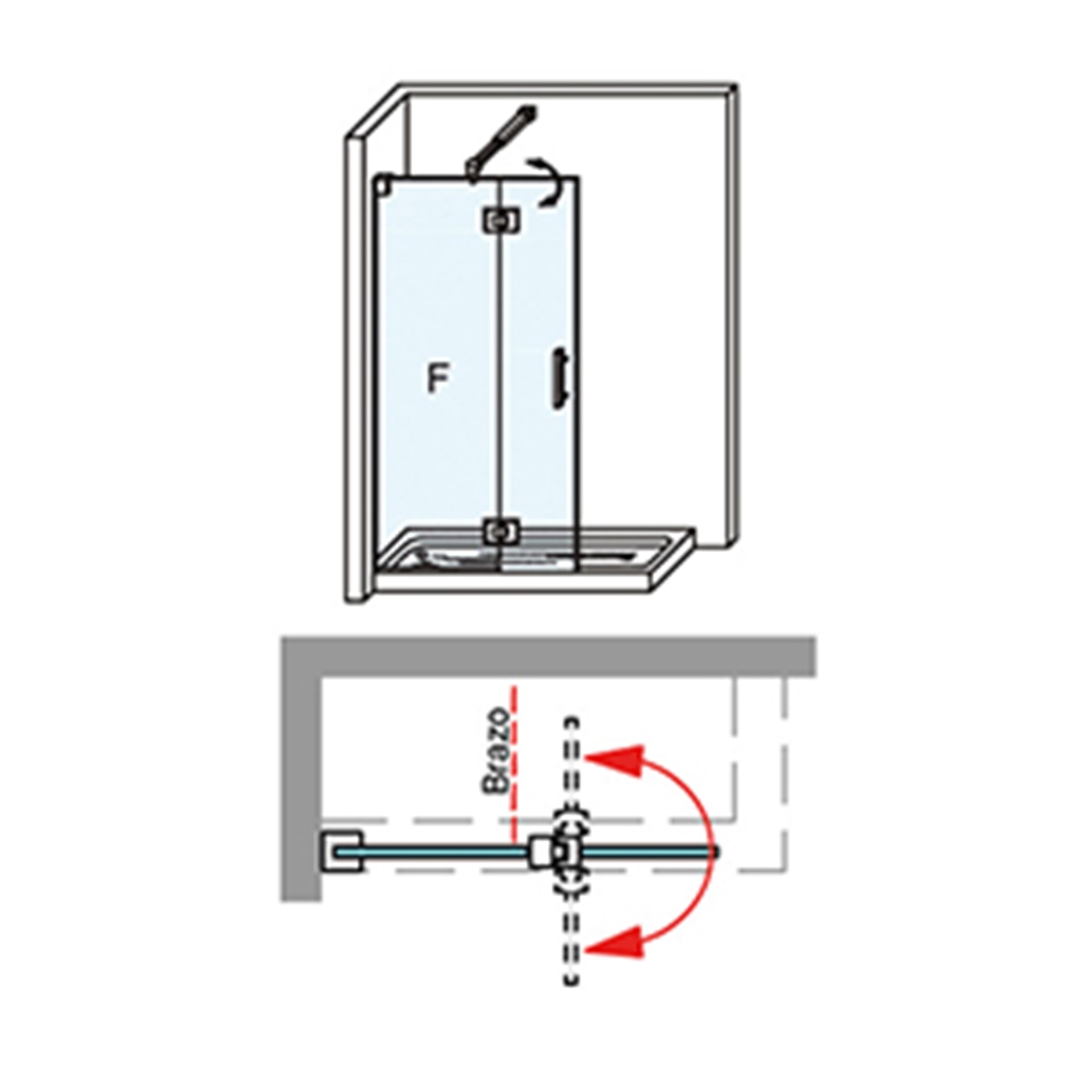 Mampara de ducha con panel fijo Orión Sport+F Ibermampara - Cromo De 115 cm (80+35) Cromo-6