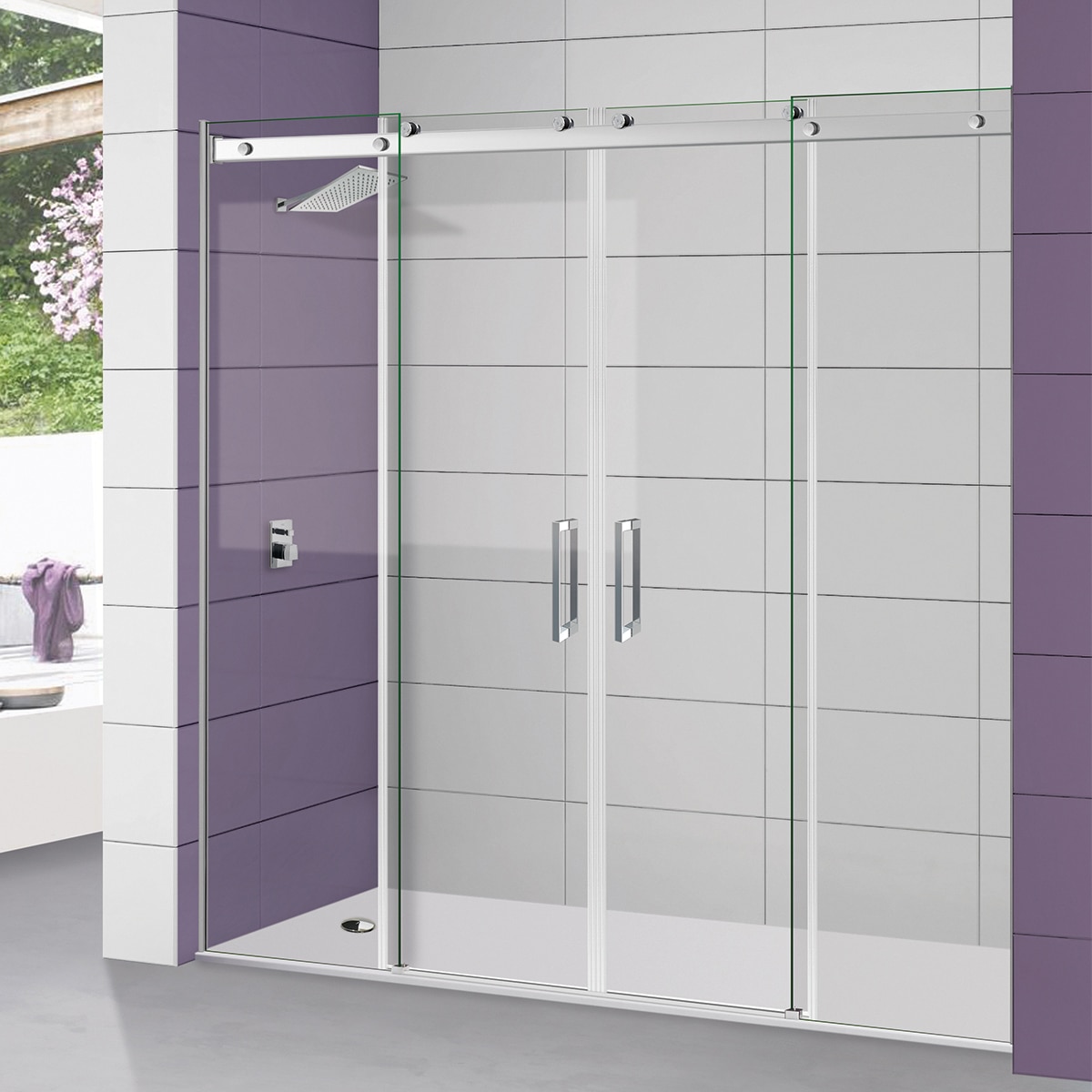 Imagen 0 de Mampara de ducha frontal Elegance 4P Ibermampara Cromo