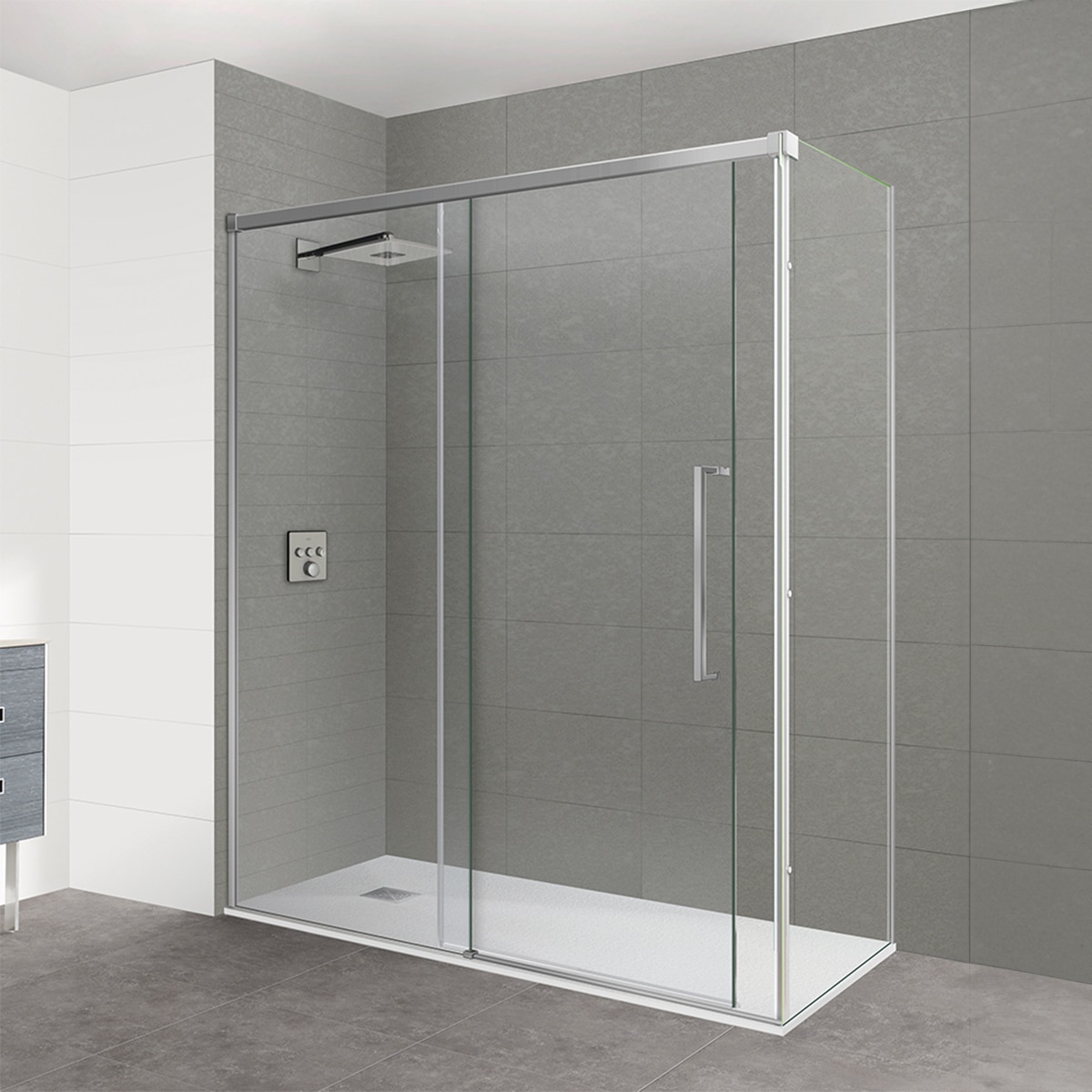 Imagen 1 de Mampara de ducha 2PL Estambul-8 Ibermampara - Cromo De (161 a 180) x 80 cm Cromo