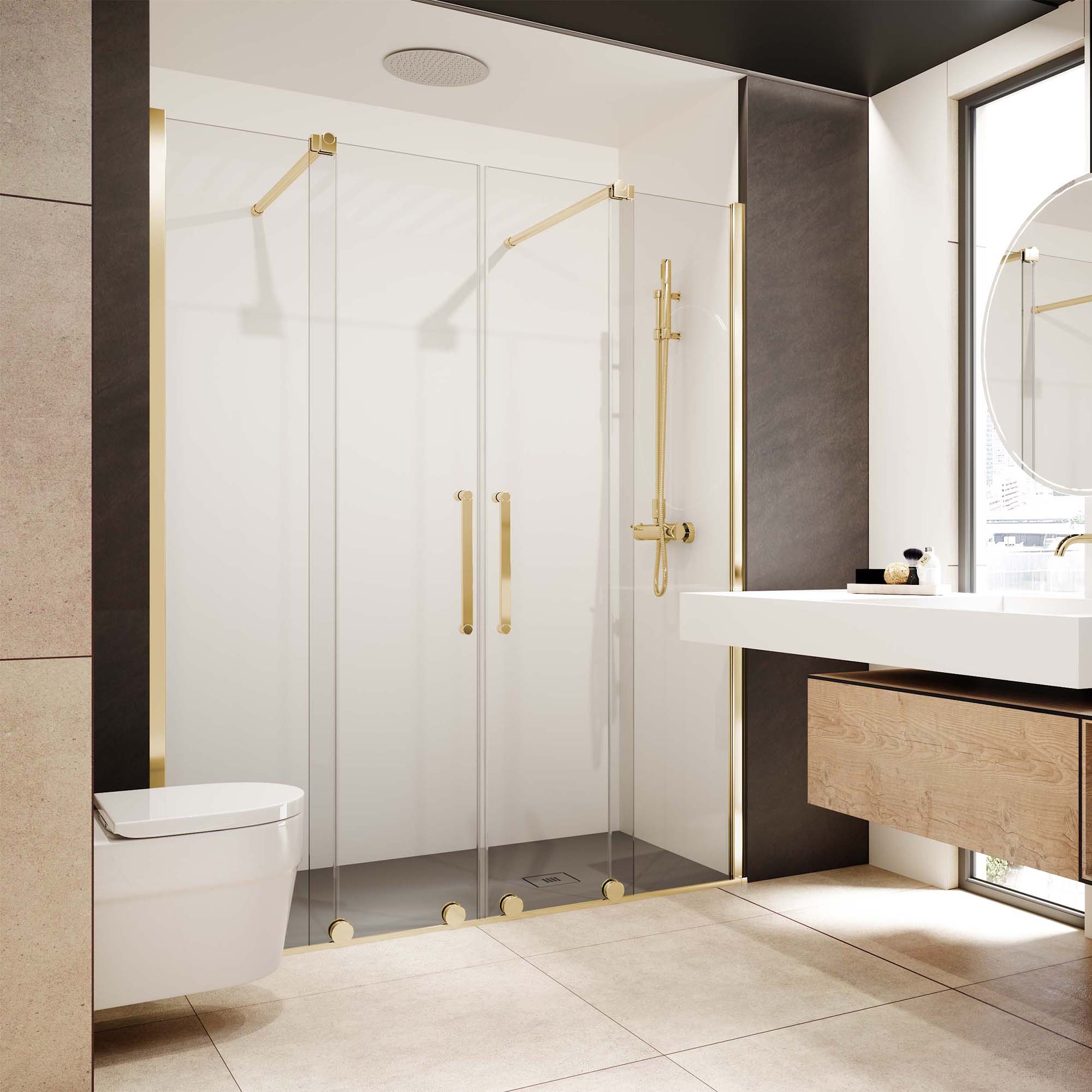 Imagen 1 de Mampara de ducha frontal Vanity VY-225 Profiltek - Oro mate De 135 a 140 cm Oro mate