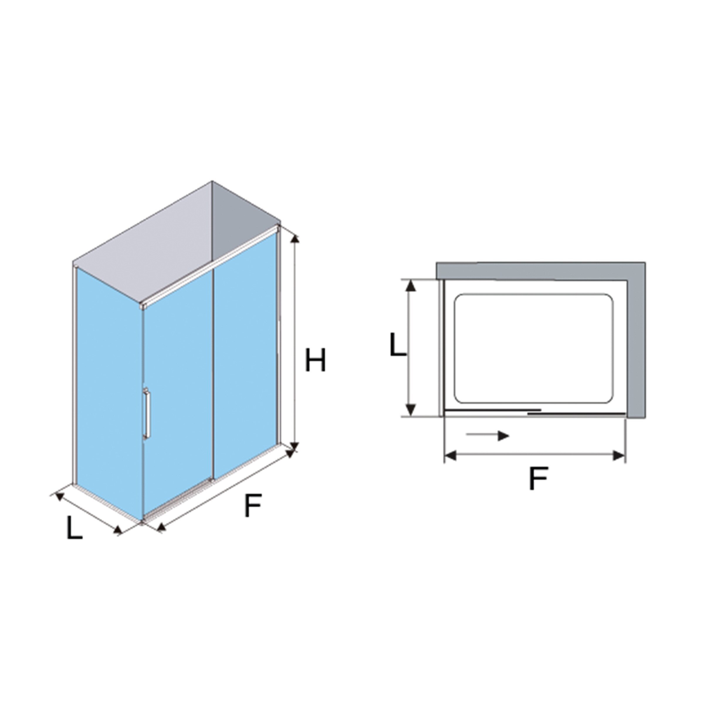 Imagen 4 de Mampara Ducha angular Hit HI-216 Profiltek - Plata De 106 a 150 cm Plata