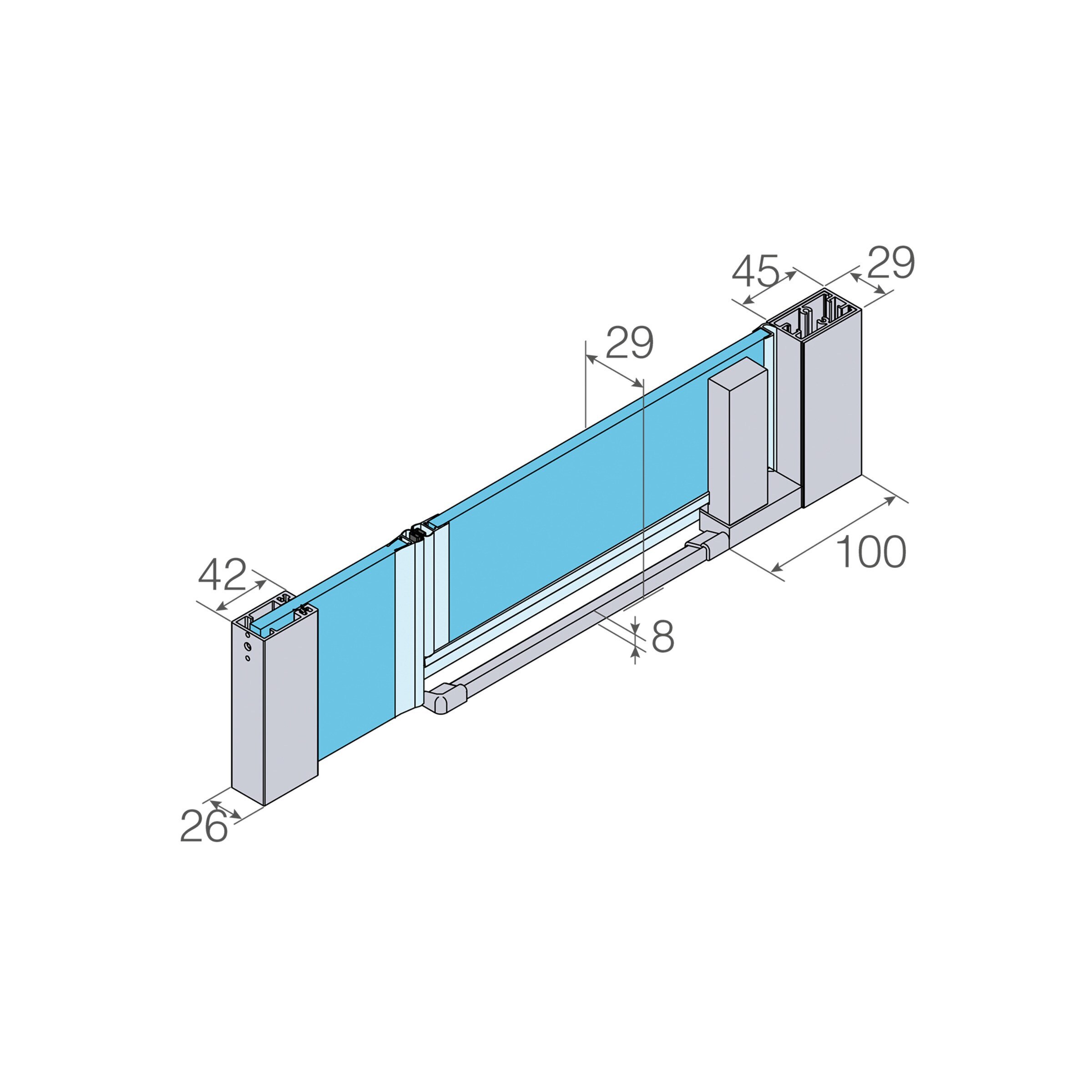 Imagen 5 de Mampara de ducha frontal Keisy KE-205 Profiltek - Plata De 55 a 90 cm Plata