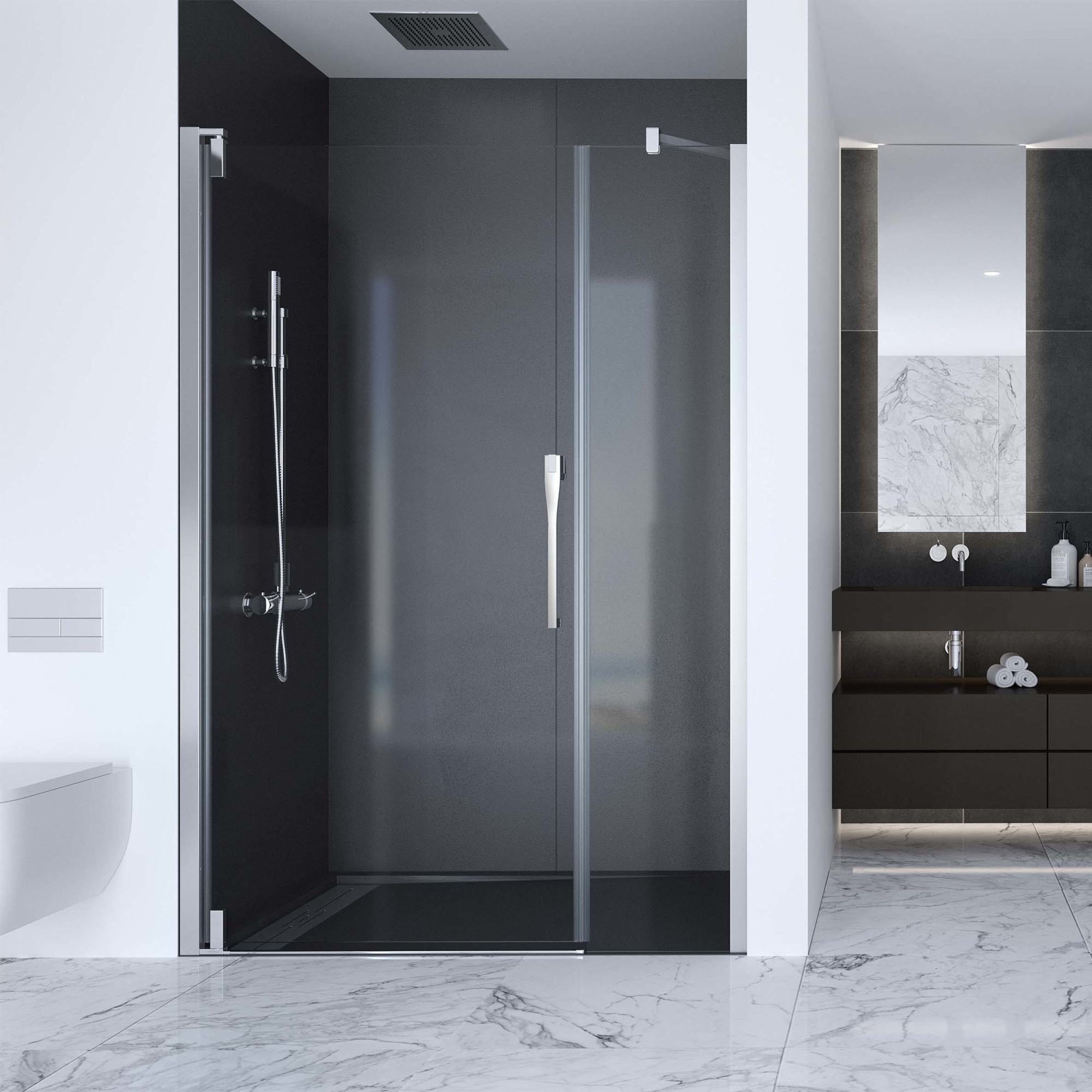Imagen 1 de Mampara de ducha frontal Keisy KE-205 Profiltek - Plata brillo De 181 a 220 cm Plata brillo