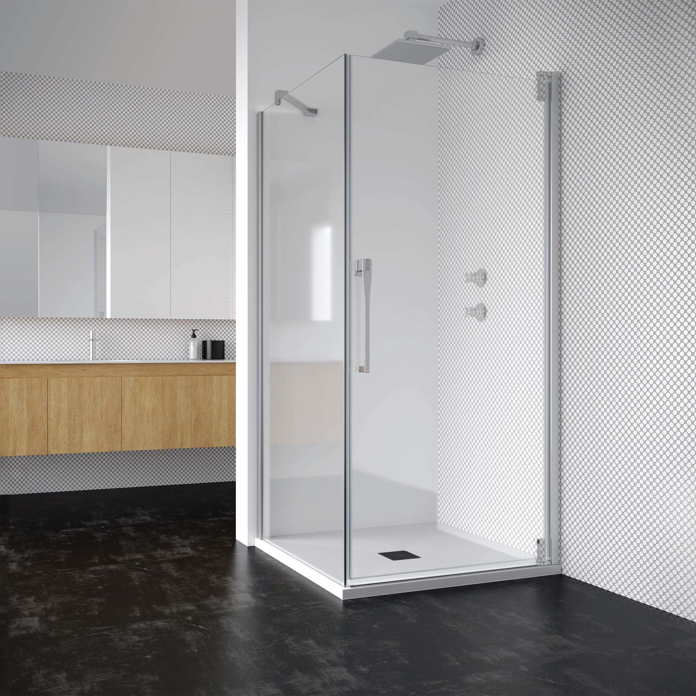 Imagen 1 de Mampara Ducha angular Keisy KE-208 Profiltek - Plata brillo De 55 a 90 cm Plata brillo
