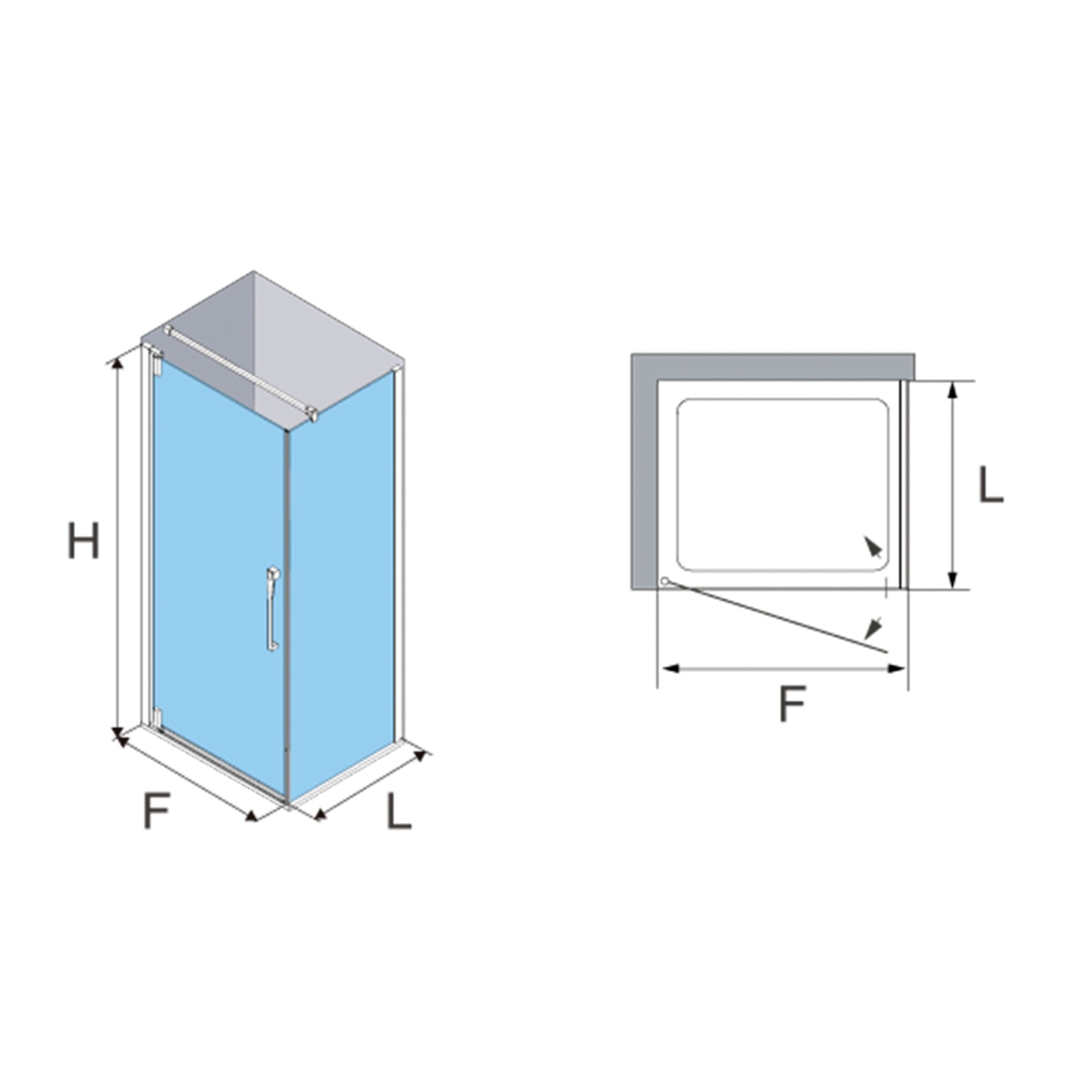 Imagen 4 de Mampara Ducha angular Keisy KE-208 Profiltek - Plata brillo De 55 a 90 cm Plata brillo