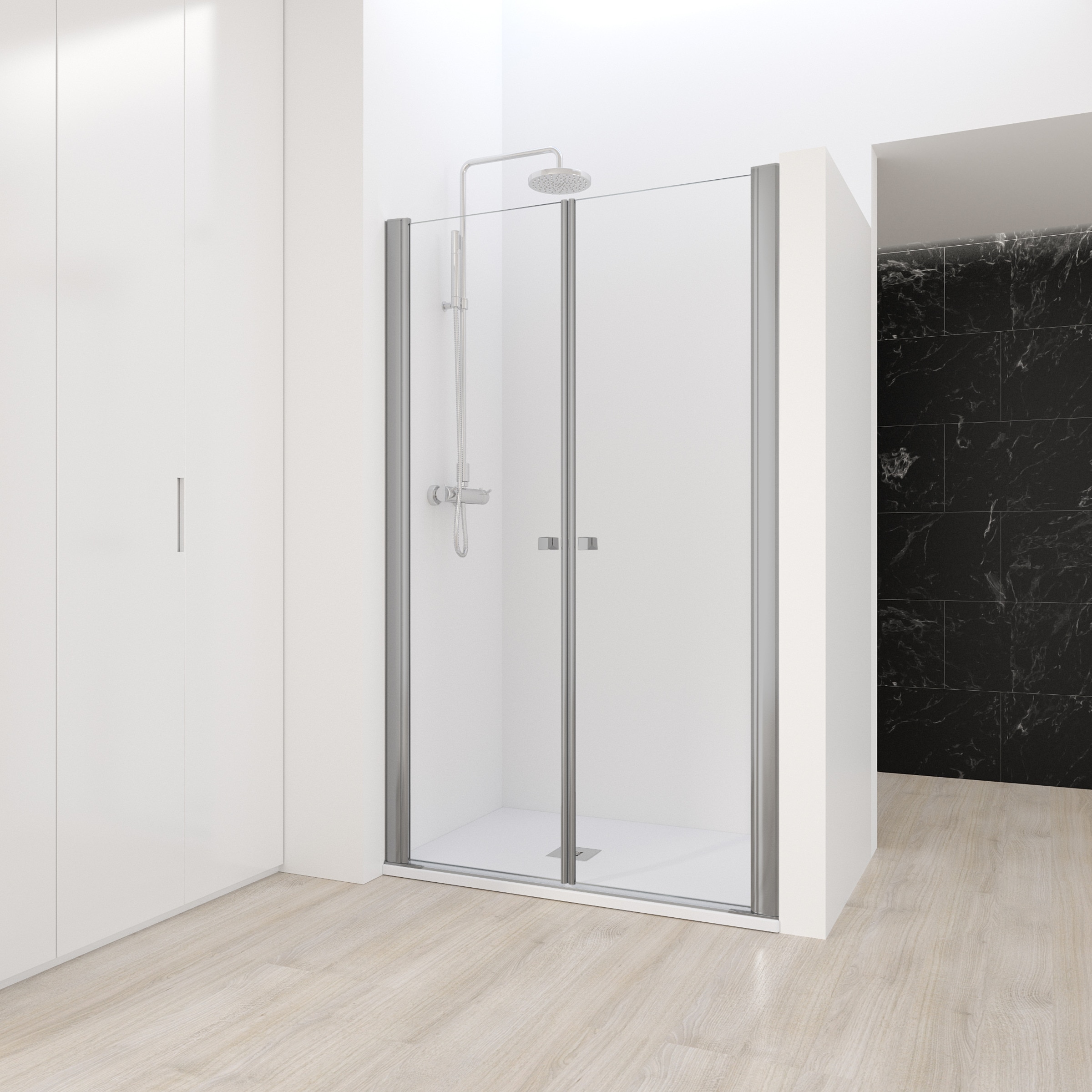 Mampara de ducha frontal Arcoiris Plus AC-207 Profiltek - Plata De 111 a 140 cm Plata-1