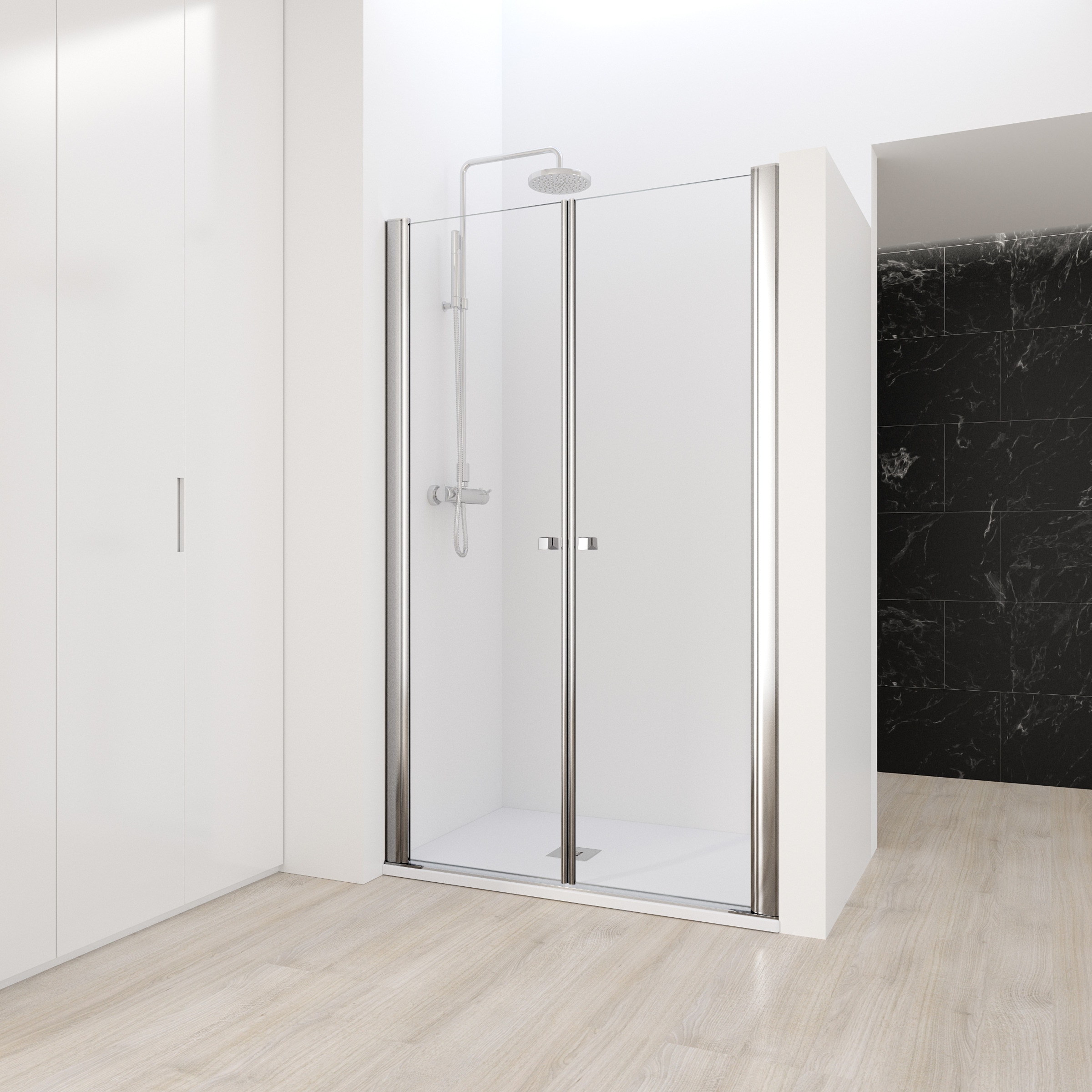Mampara de ducha frontal Arcoiris Plus AC-207 Profiltek - Cromo De 111 a 140 cm Cromo-1