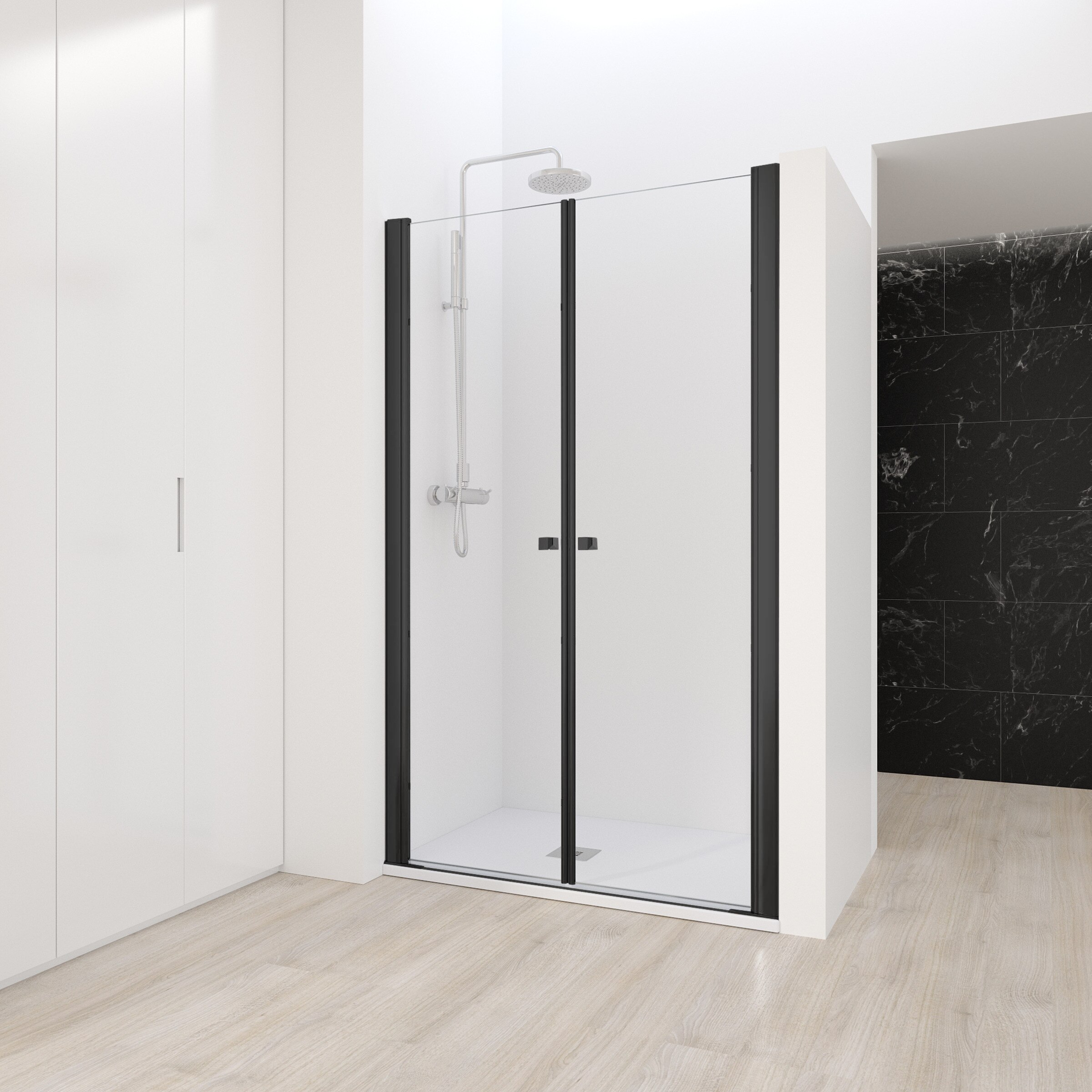 Mampara de ducha frontal Arcoiris Plus AC-207 Profiltek - Negro mate De 111 a 140 cm Negro mate-1