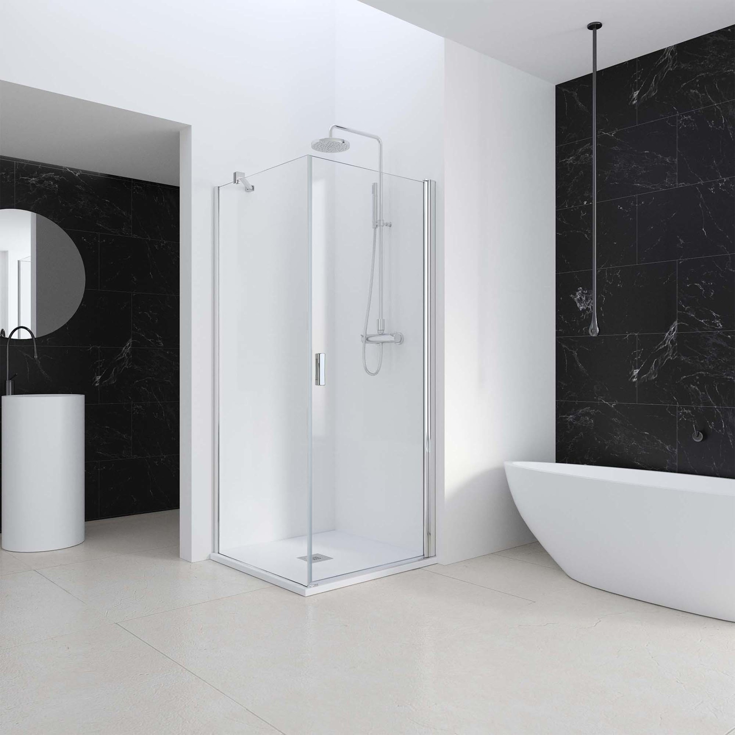 Mampara Ducha angular Arcoiris Plus AC-208 Profiltek - Plata brillo De 60 a 90 cm Plata brillo-1