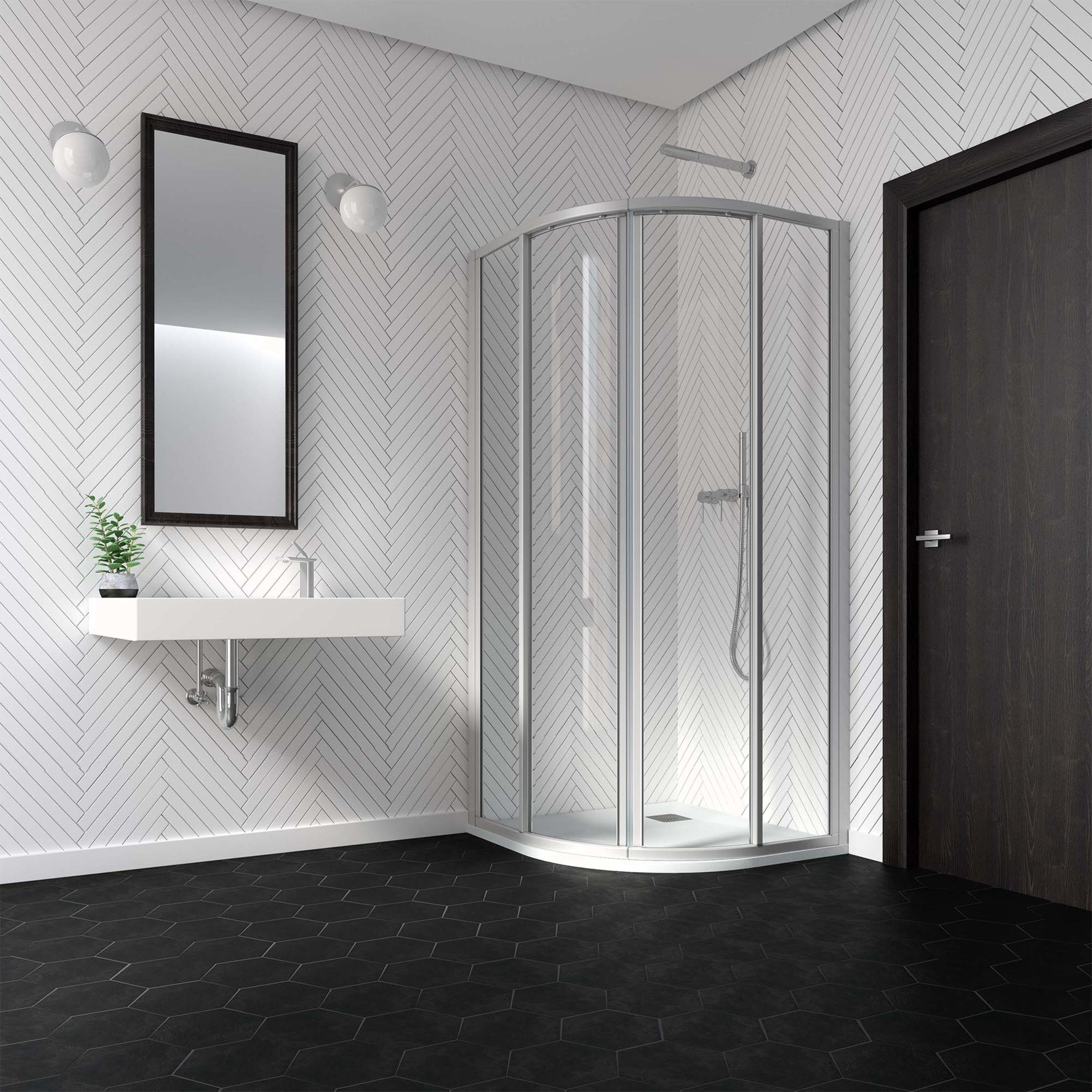 Imagen 0 de Mampara Ducha semicircular Ecodux EC-260 Profiltek Plata