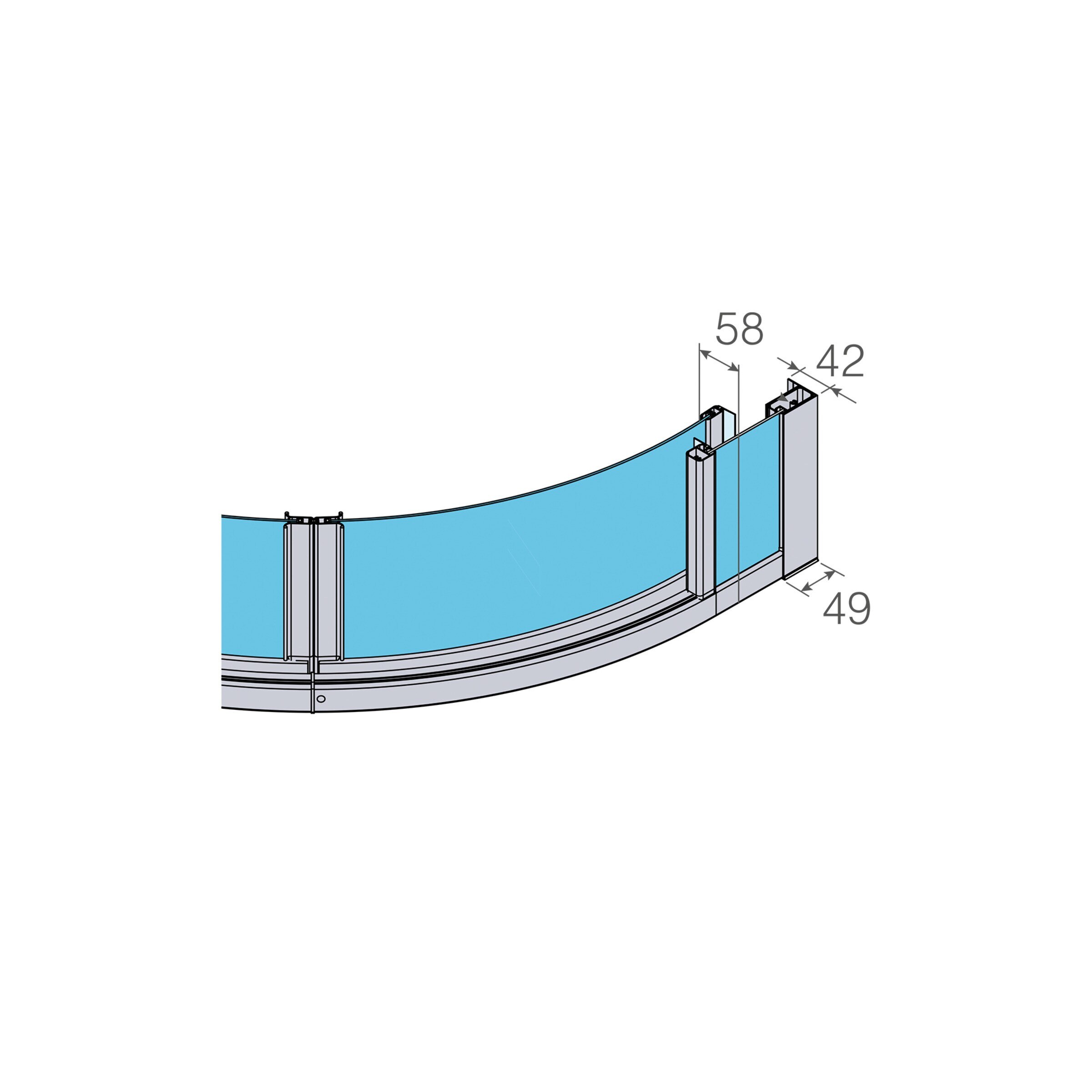 Mampara Ducha semicircular Ecodux EC-260 Profiltek - Plata De 77 a 80 cm Plata-4