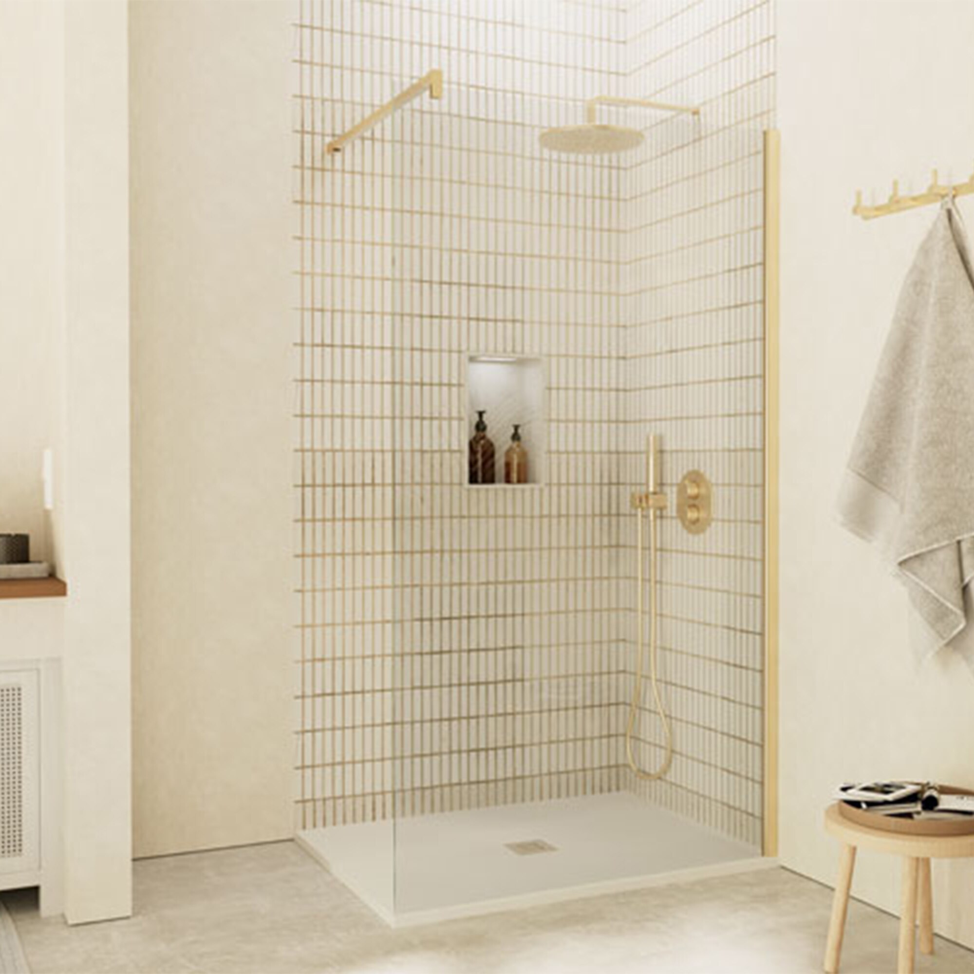 Mampara de ducha con panel fijo Fado V-8 Profiltek - Oro De 78,5a80 cm Oro-1