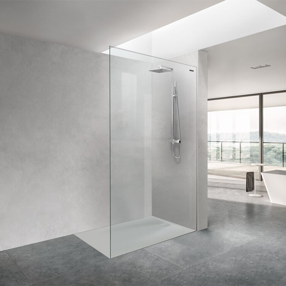 Panel fijo Ducha D5 Air Derecho Duscholux - Gris De 140,1 a 150 cm Gris-1