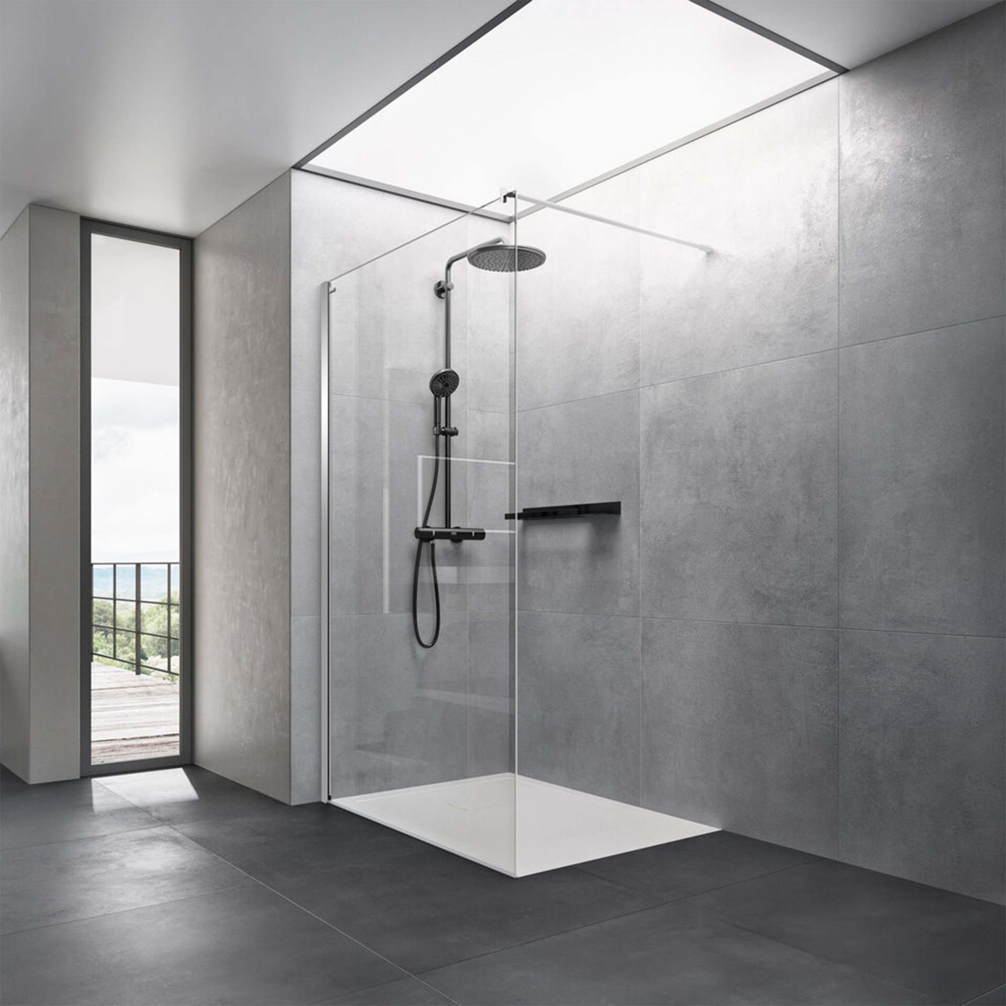 Imagen 0 de Panel fijo Ducha D2 Sky Derecho Duscholux Negro mate