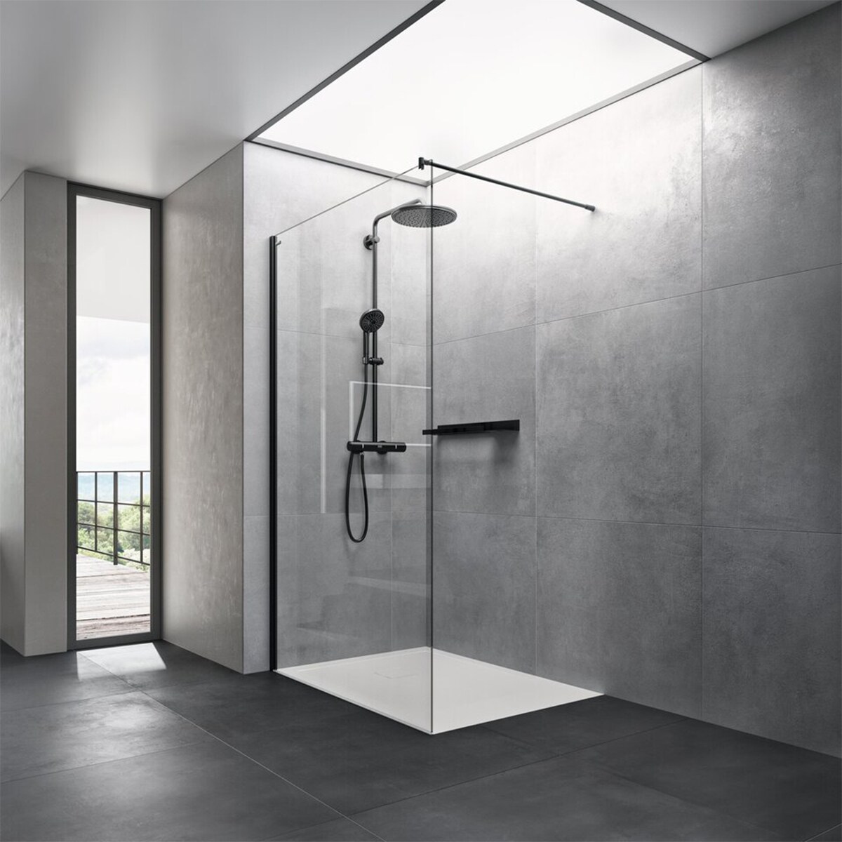 Panel fijo Ducha D2 Sky Izquierdo Duscholux Negro mate-1
