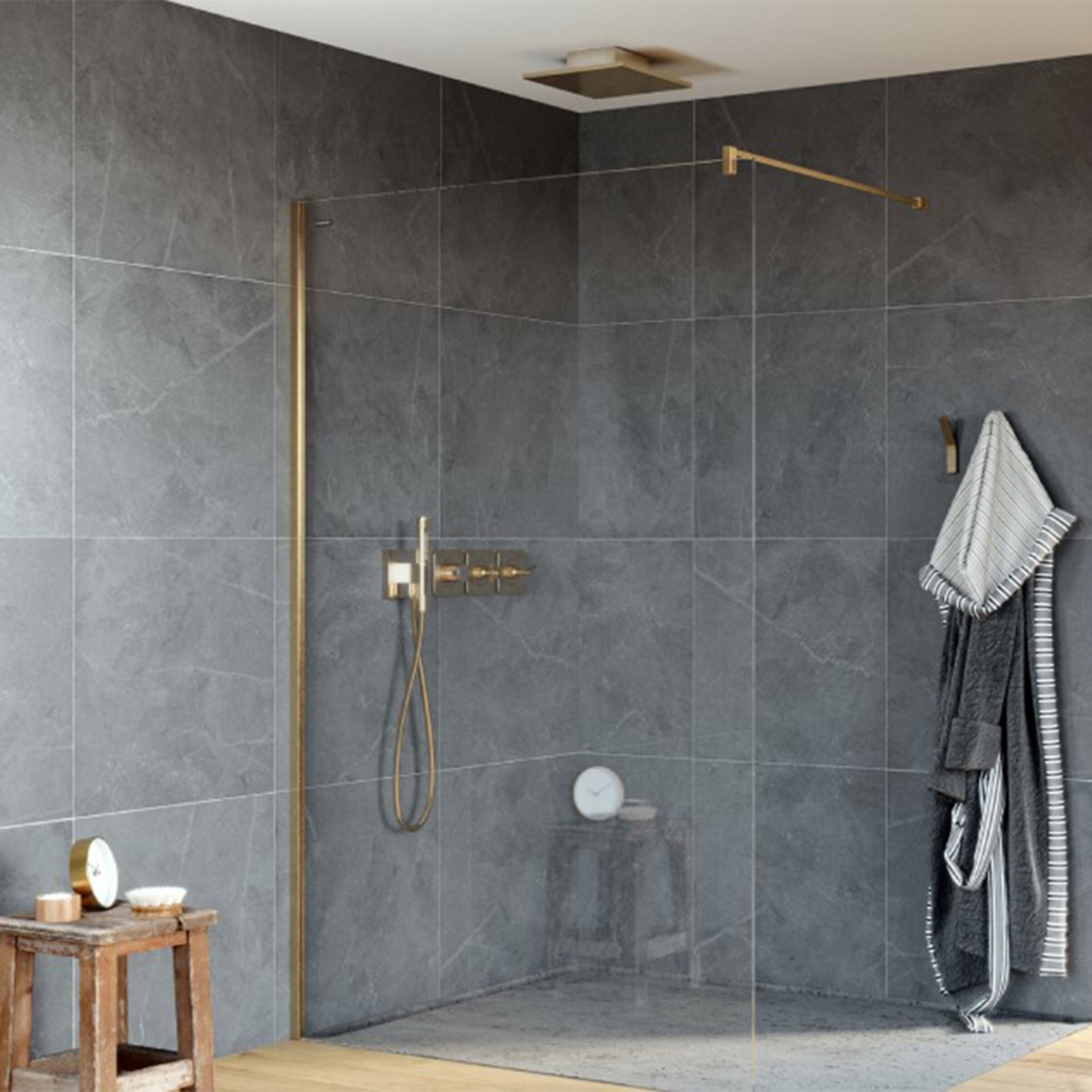 Panel fijo Ducha D2 Sky Izquierdo Duscholux - Oro De 140,1 a 160 cm Oro-1