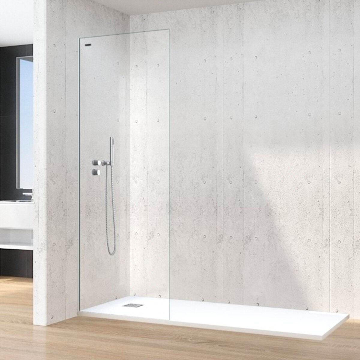 Panel fijo Ducha D4 Fly Izquierdo Duscholux - Plata mate De 140,1 a 150 cm Plata mate-1