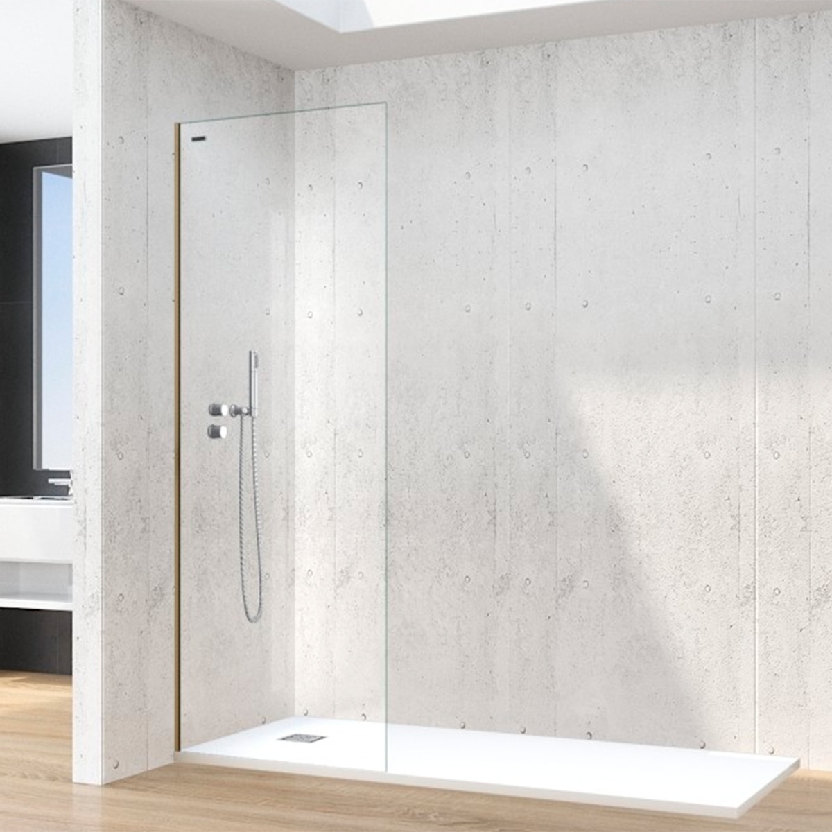Panel fijo Ducha D4 Fly Izquierdo Duscholux - Oro De 140,1 a 150 cm Oro-1