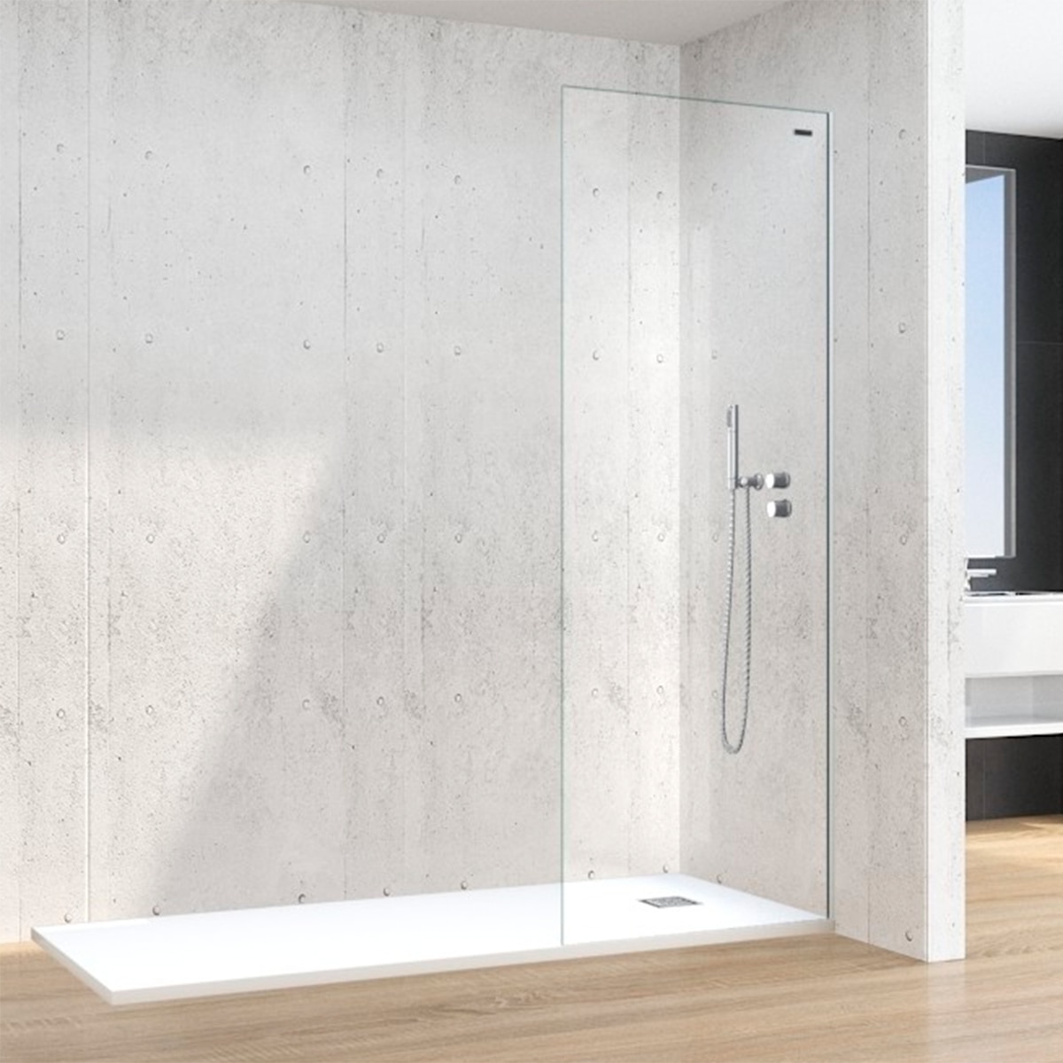 Panel fijo Ducha D4 Fly Derecho Duscholux - Plata mate De 140,1 a 150 cm Plata mate-1