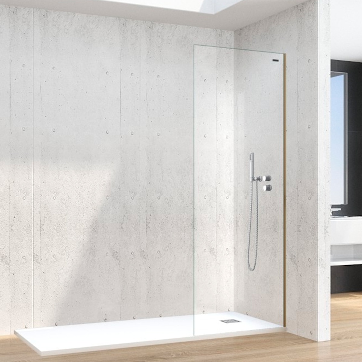 Panel fijo Ducha D4 Fly Derecho Duscholux - Oro De 140,1 a 150 cm Oro-1