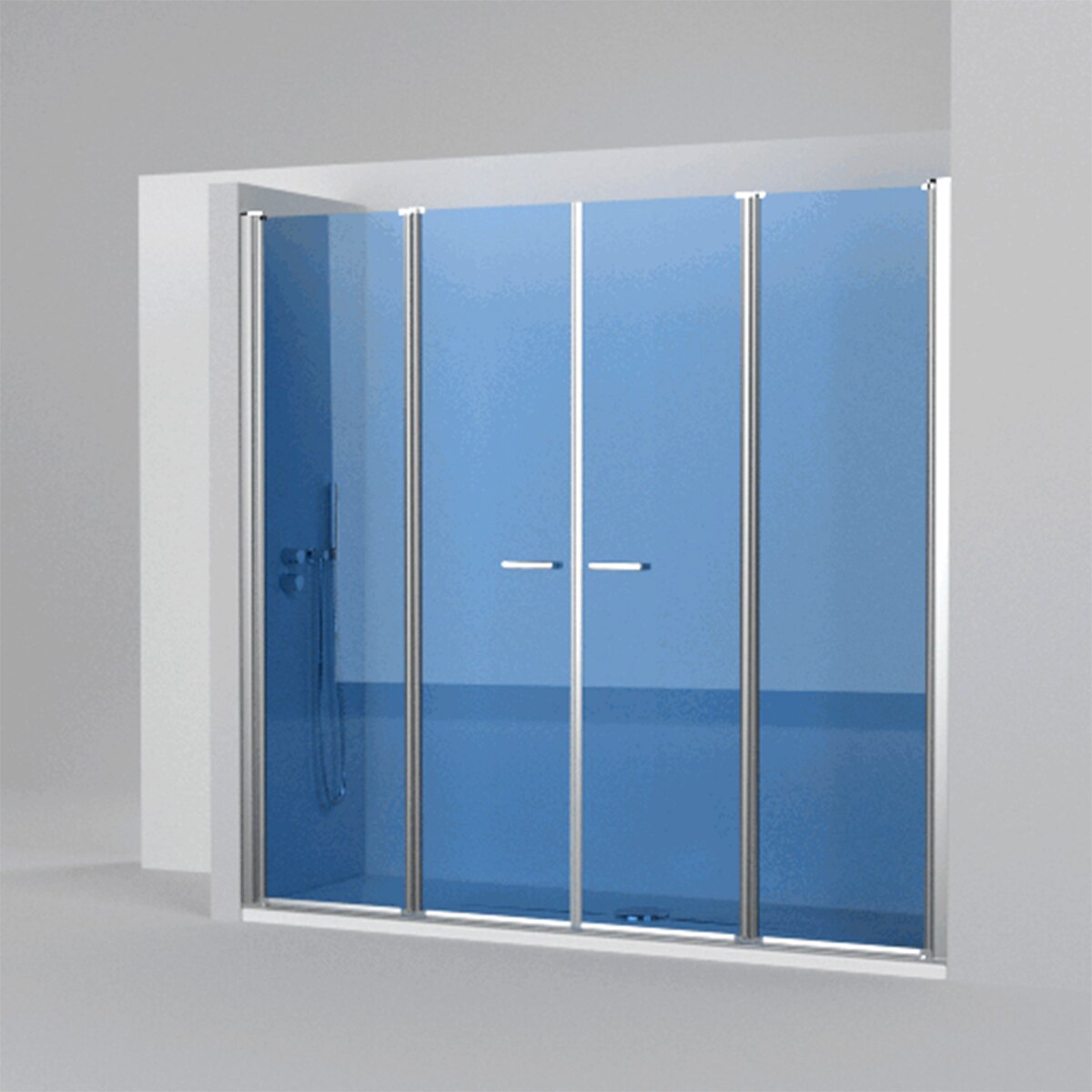 Mampara Ducha frontal D1 Plus Giro 4P Duscholux - Plata brillo De 160,1 a 180 cm Plata brillo-4
