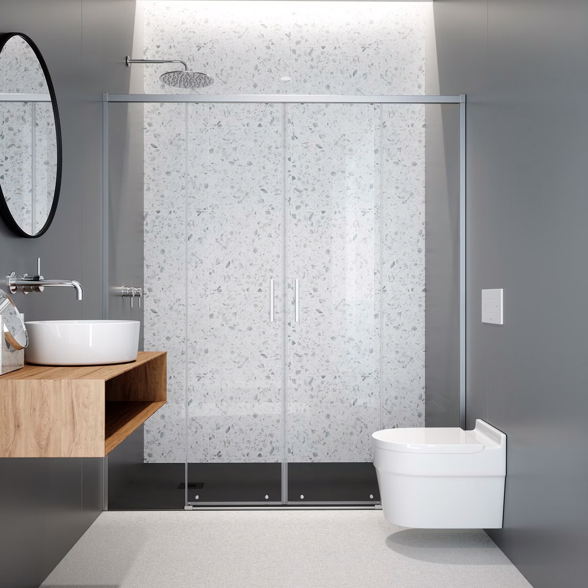 Mampara de ducha frontal SA325 Salma Profiltek - Plata brillo De 135 a 138 cm Plata brillo-1