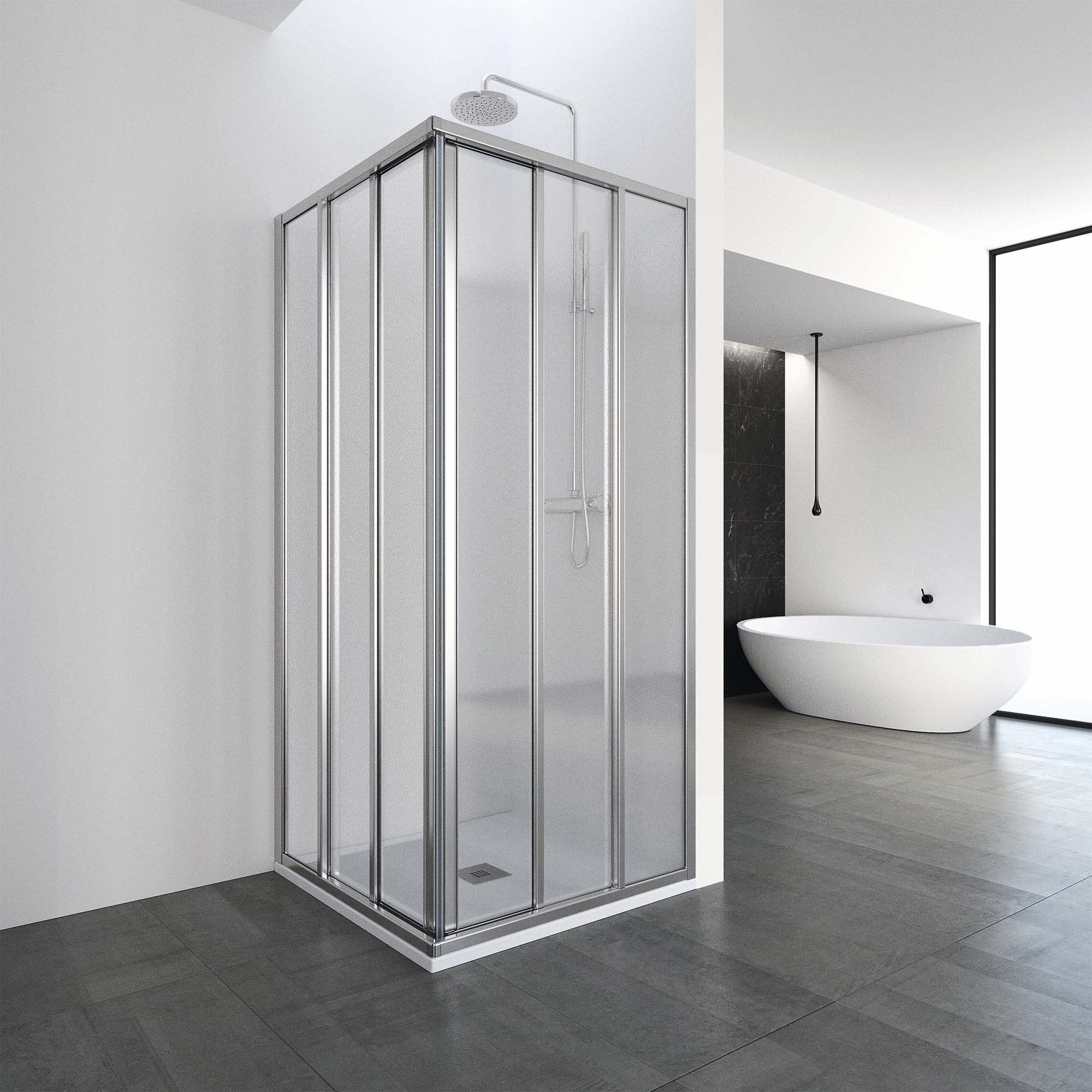 Mampara Ducha angular Ecodux EC-227 Profiltek Plata brillo De 115 a 140 cm Plata brillo-1