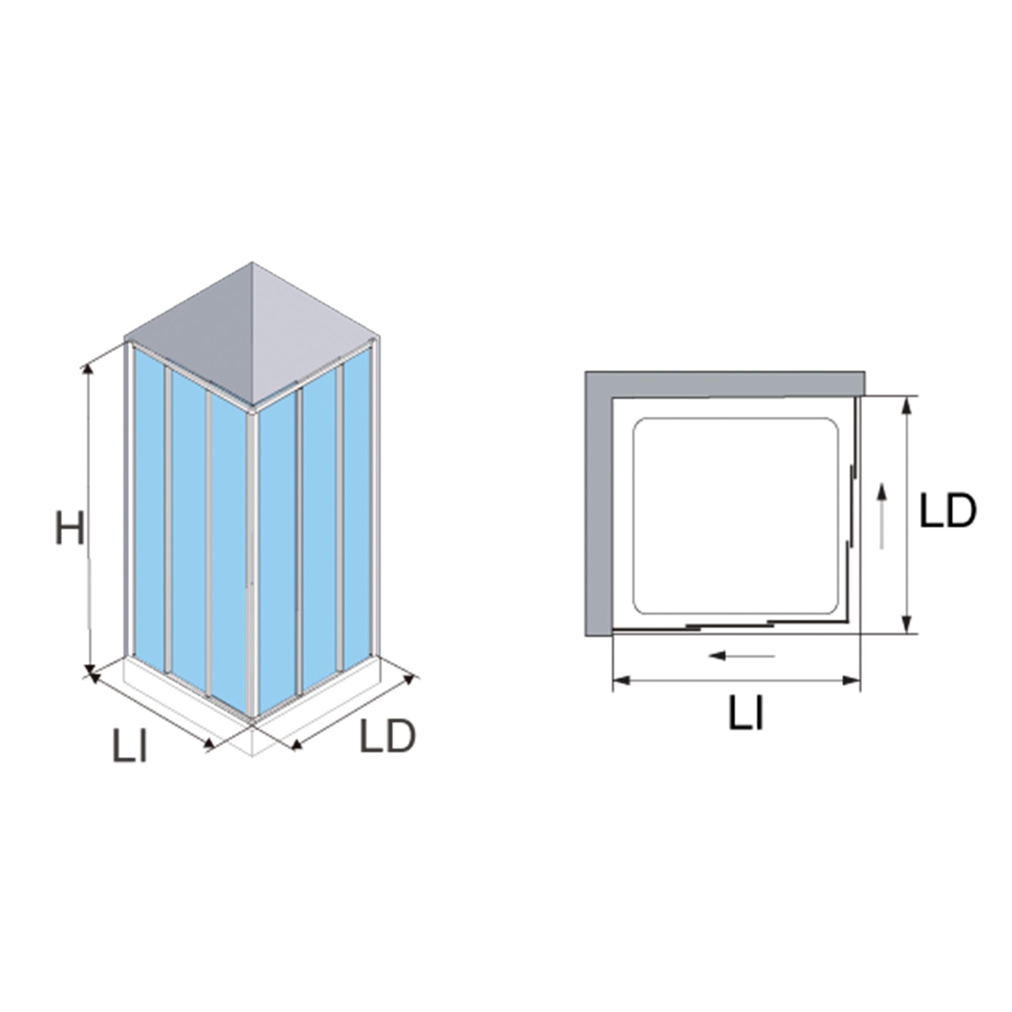Mampara Ducha angular Ecodux EC-227 Profiltek Plata brillo De 115 a 140 cm Plata brillo-3