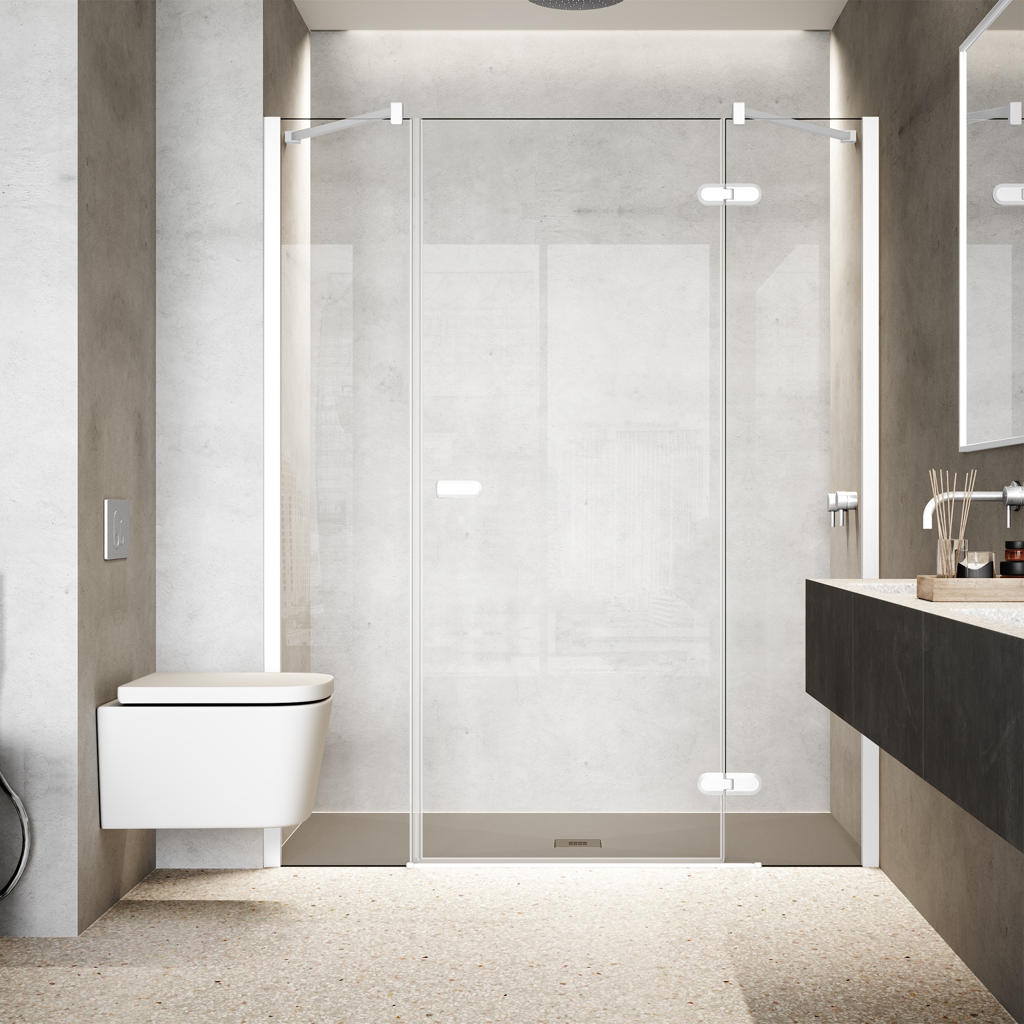 Mampara de ducha frontal Galilea GA-209 Profiltek - Blanco mate De 110 a 140 cm Blanco mate-1