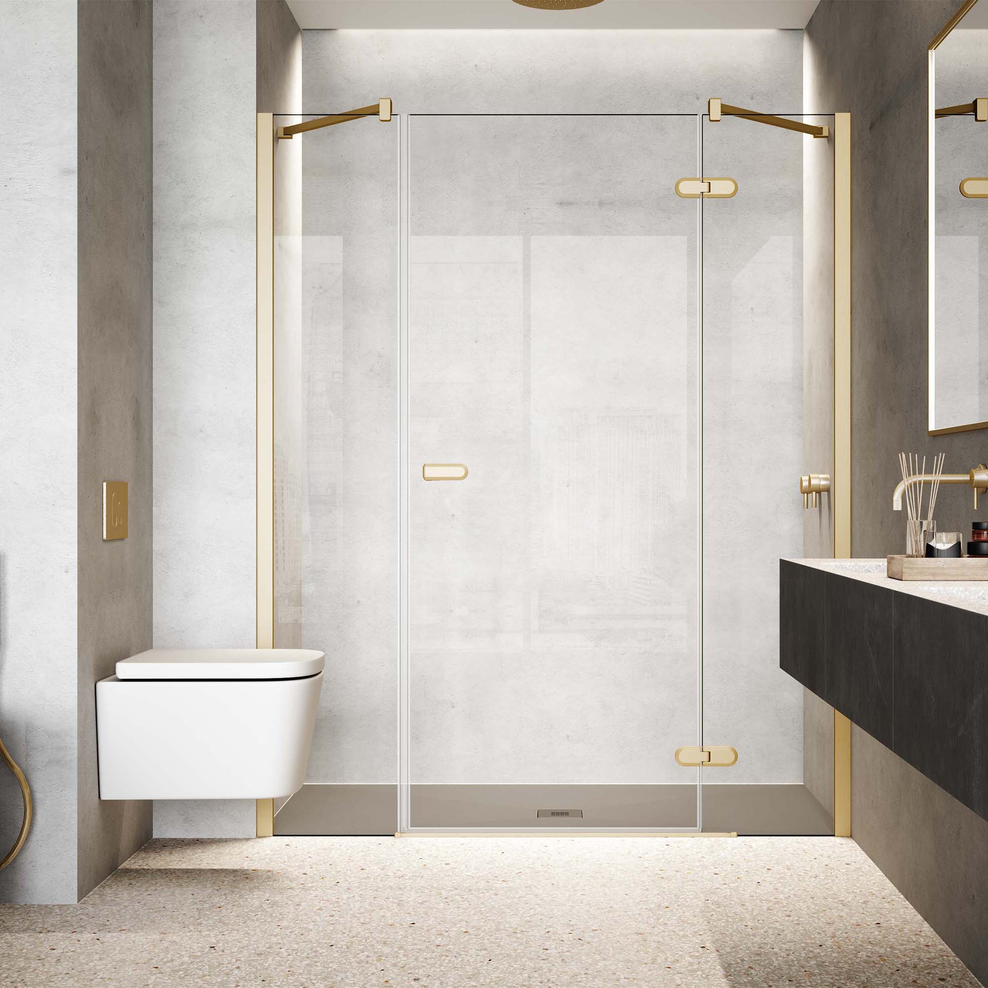 Mampara de ducha frontal Galilea GA-209 Profiltek - Oro mate De 110 a 140 cm Oro mate-1