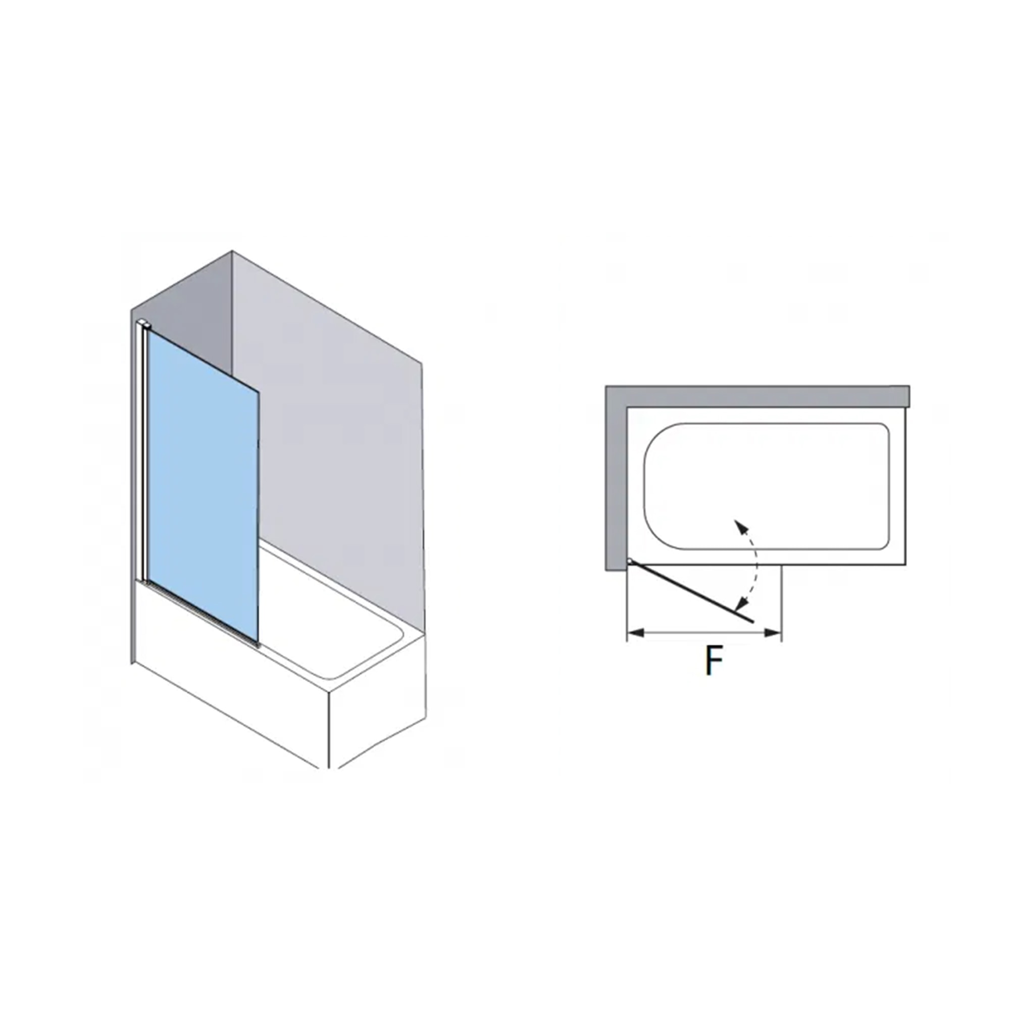 Imagen 3 de Mampara de bañera con panel frontal Hada Plus HP-110 Profiltek - Negro mate 80 cm Negro mate