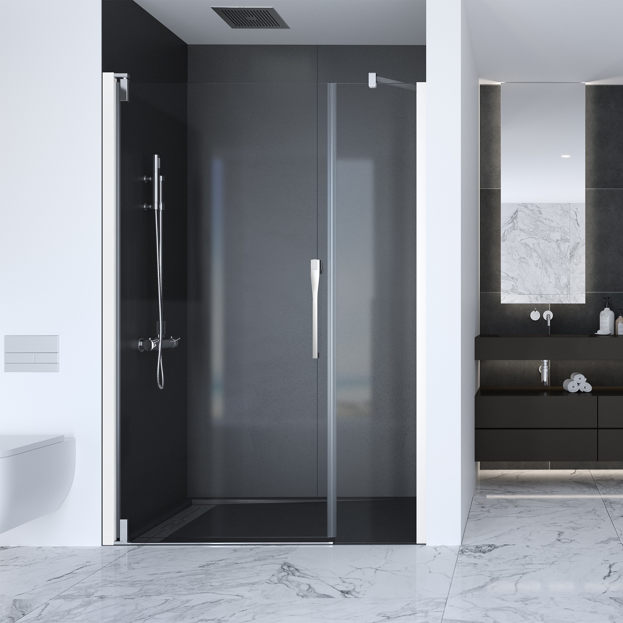 Imagen 1 de Mampara de ducha frontal Keisy KE-205 Profiltek - Blanco De 55 a 90 cm Blanco