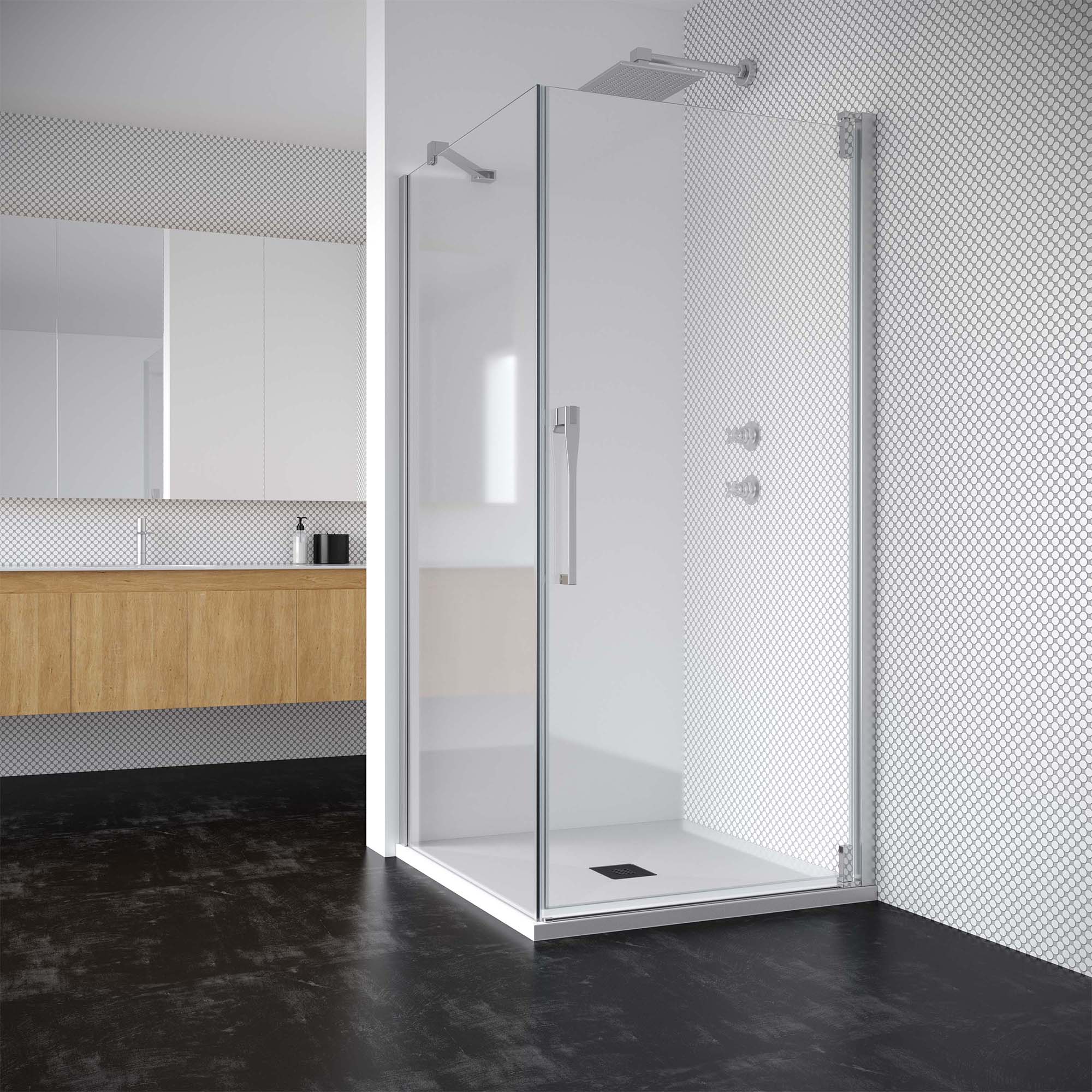 Mampara Ducha angular Keisy KE-208 Profiltek - Cromo De 121 a 150 cm Cromo-1