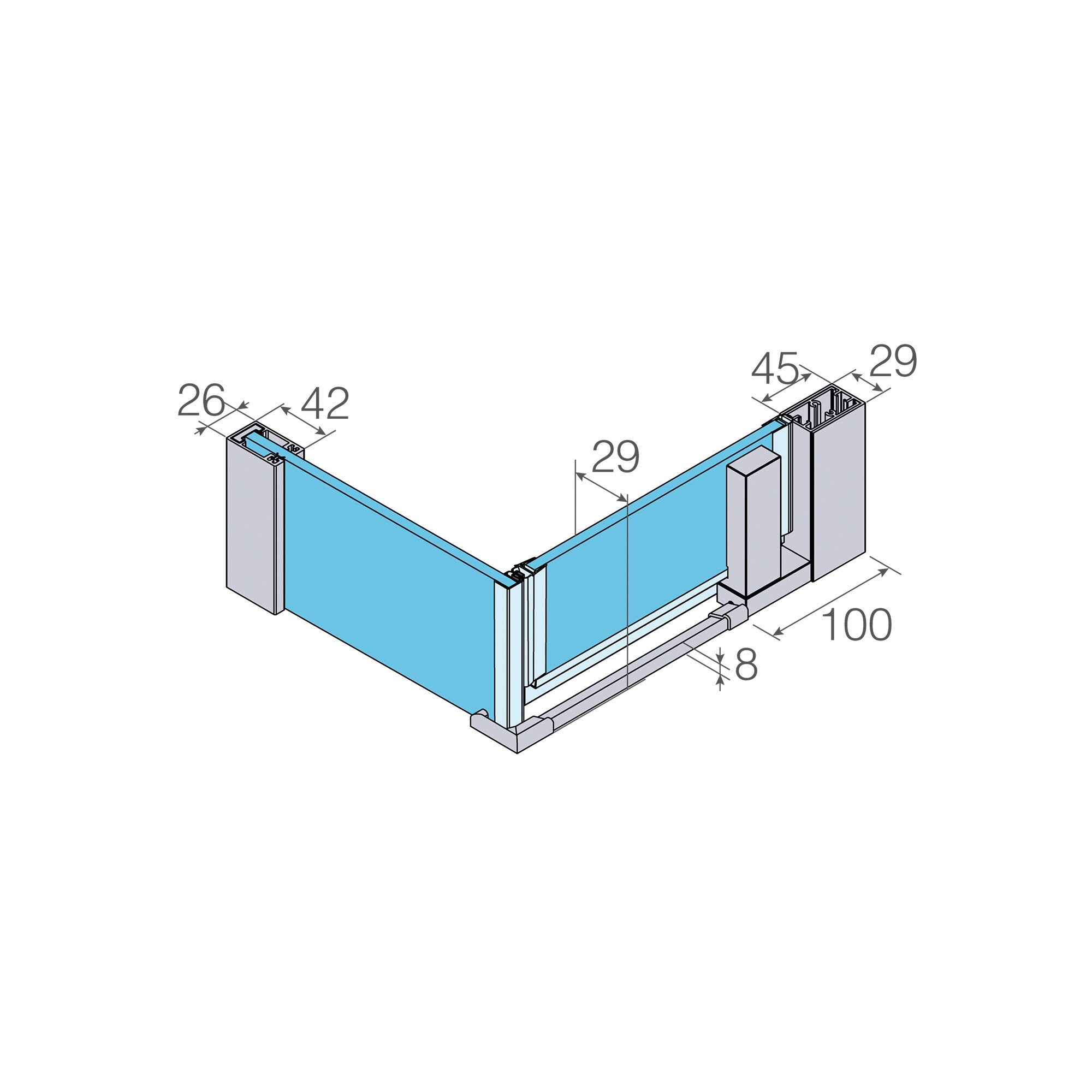 Mampara Ducha angular Keisy KE-208 Profiltek - Cromo De 121 a 150 cm Cromo-5