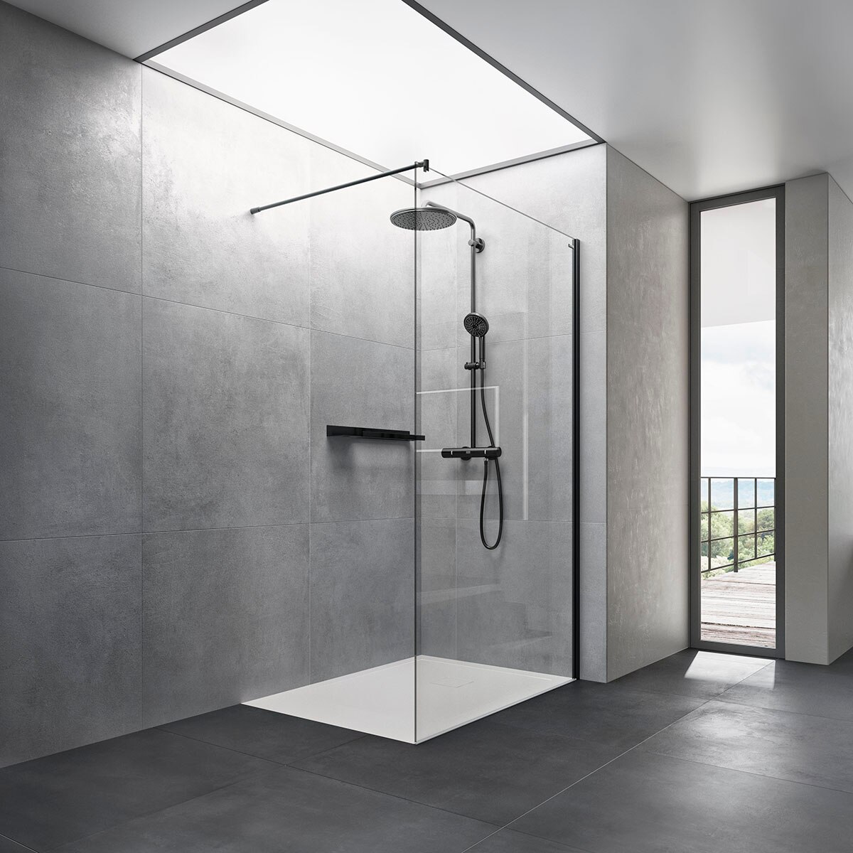 Imagen 0 de Panel fijo Ducha D0 Basic Duscholux Negro mate