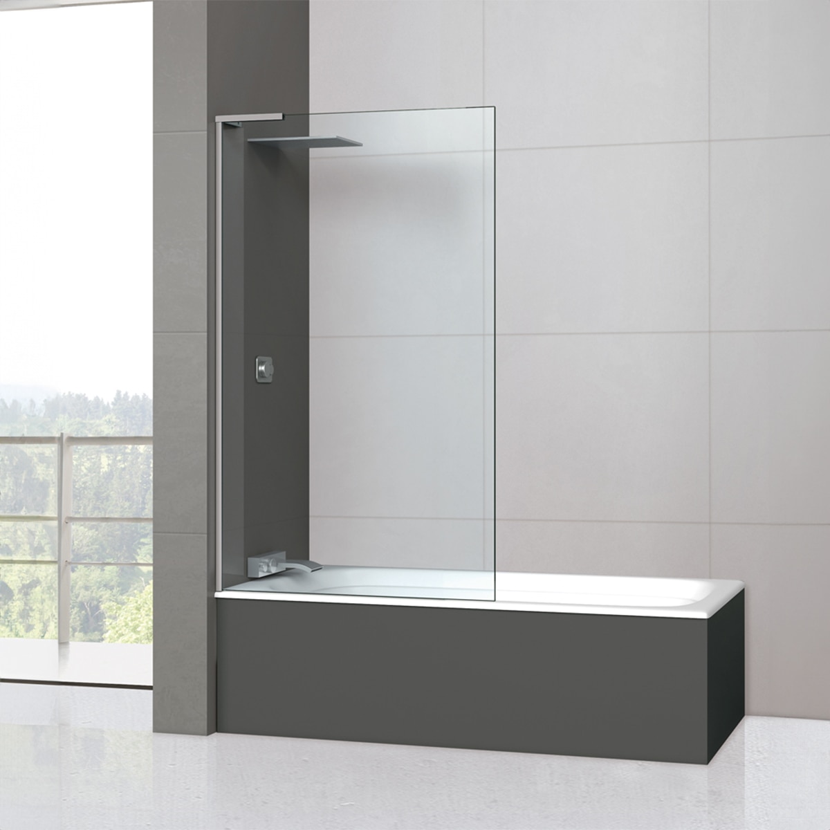 Ibermampara - Mampara de bañera con panel fijo Módena-6 E Ibermampara.